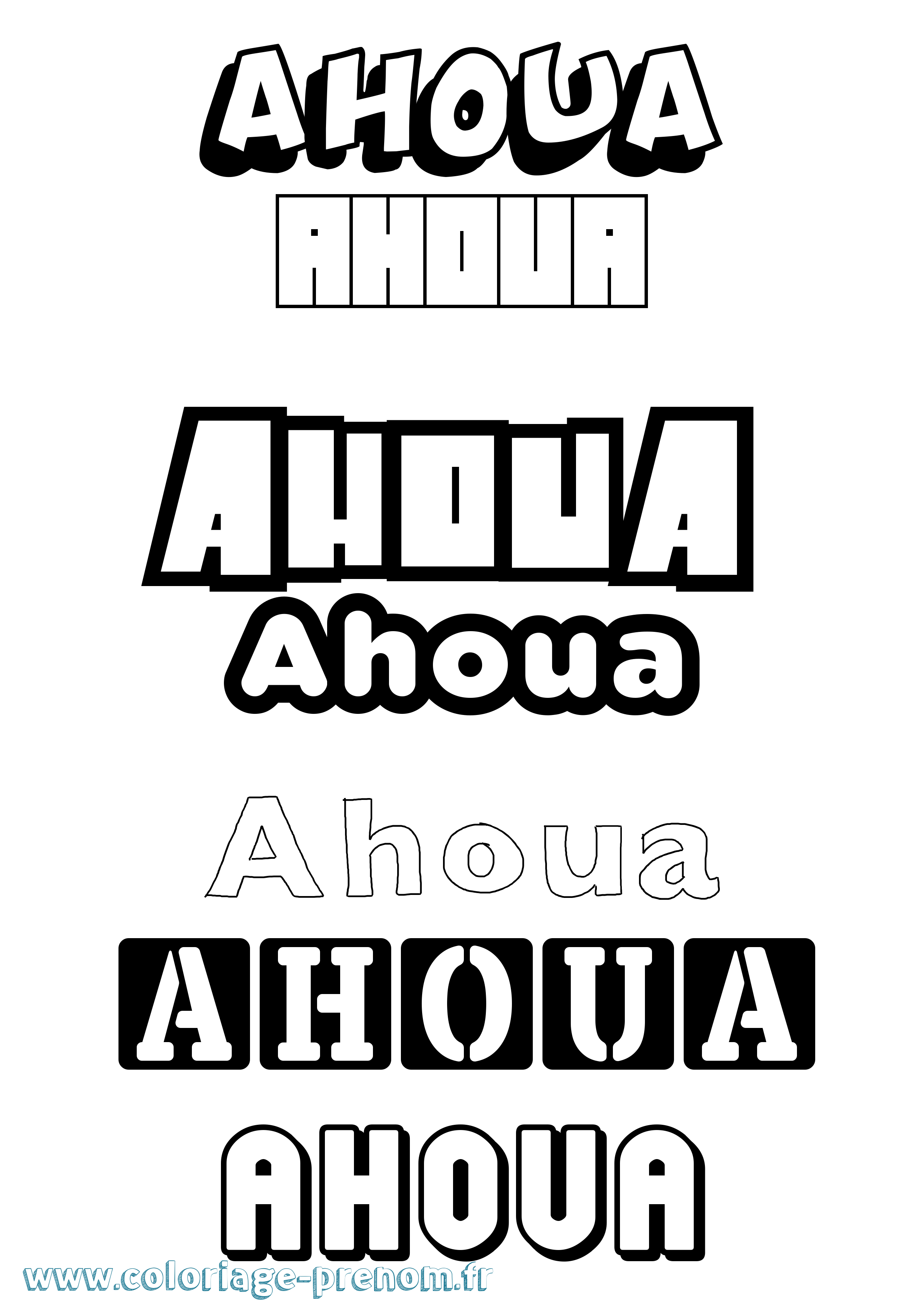 Coloriage Ahoua Simple Coloriage prénom Ahoua Simple