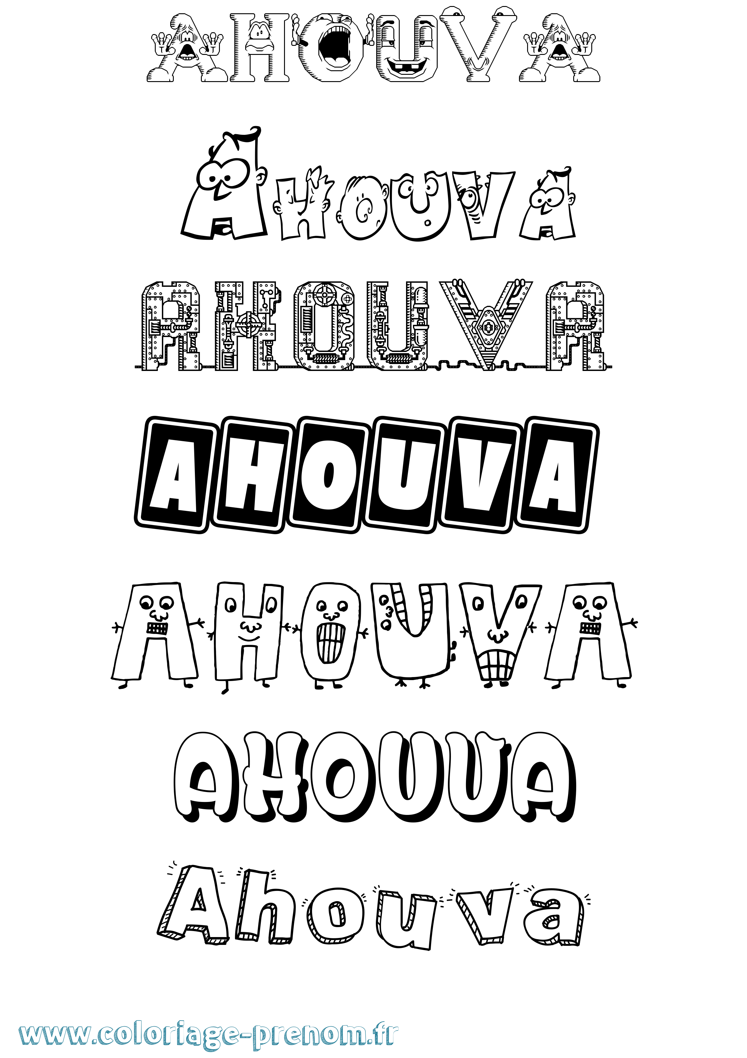 Coloriage prénom Ahouva Fun