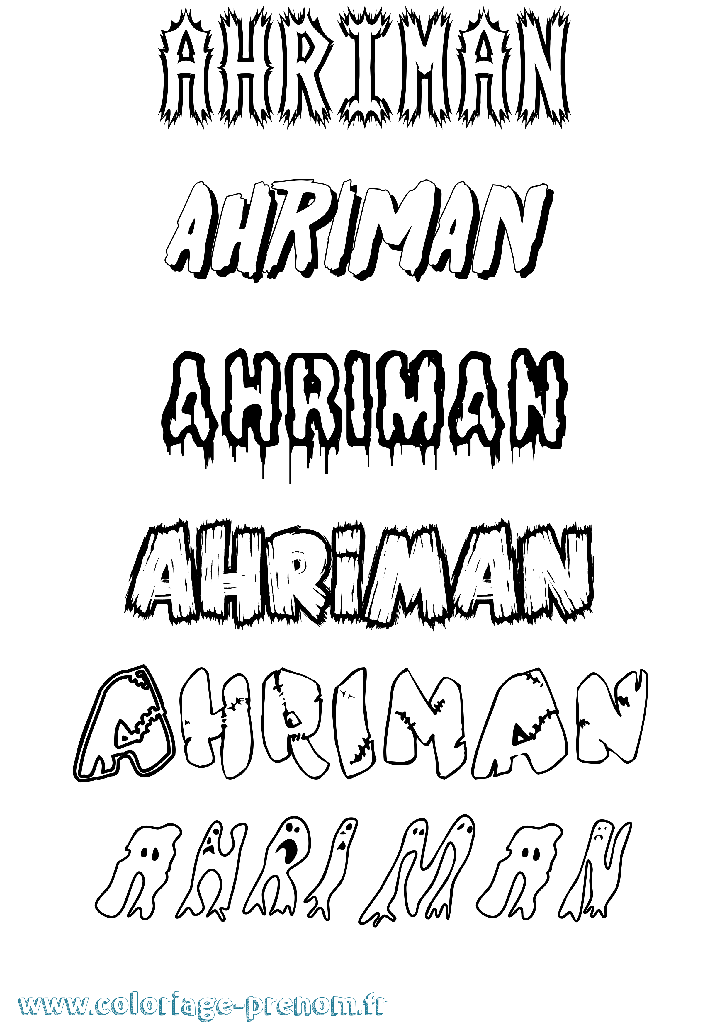 Coloriage prénom Ahriman Frisson