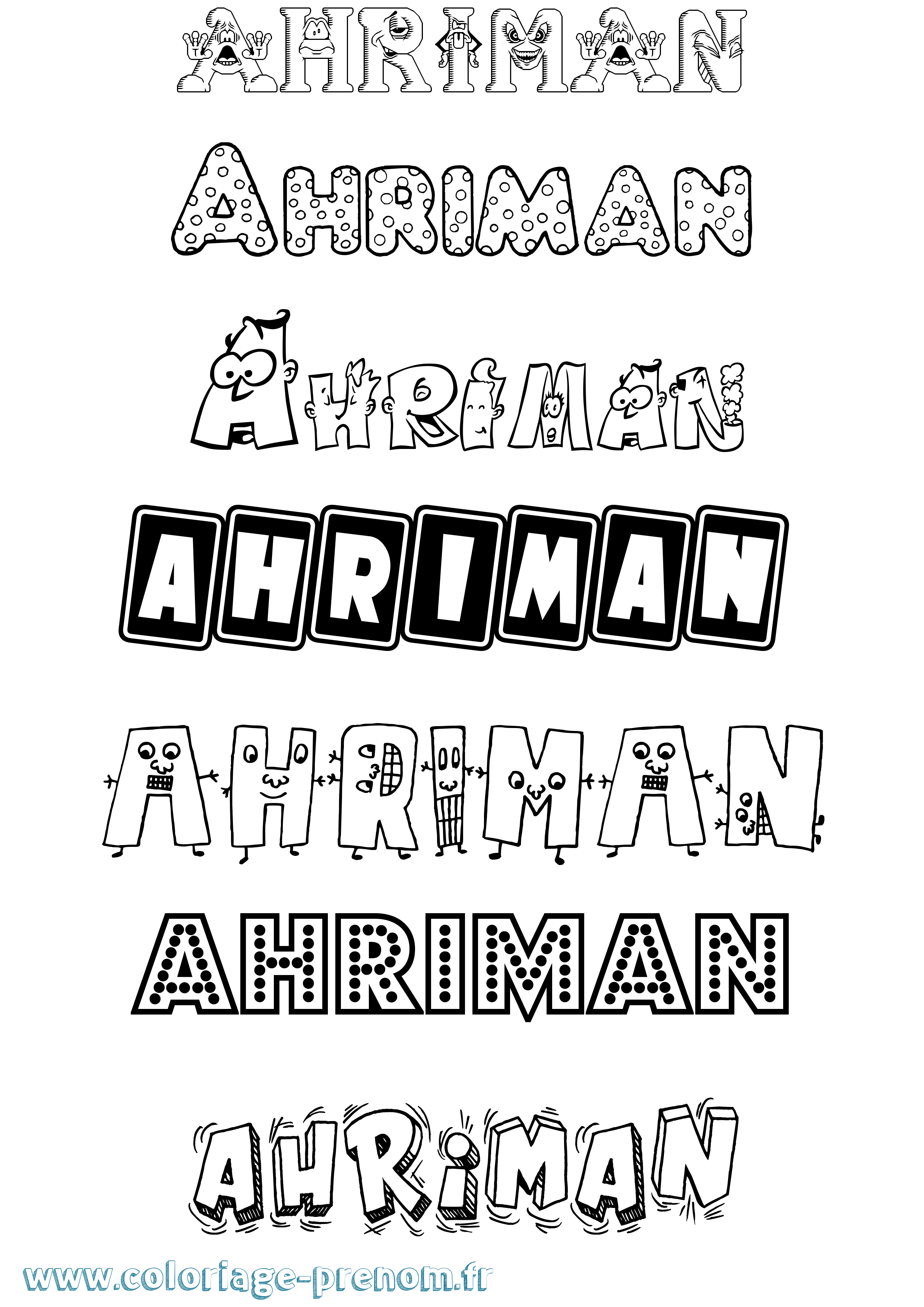 Coloriage prénom Ahriman Fun