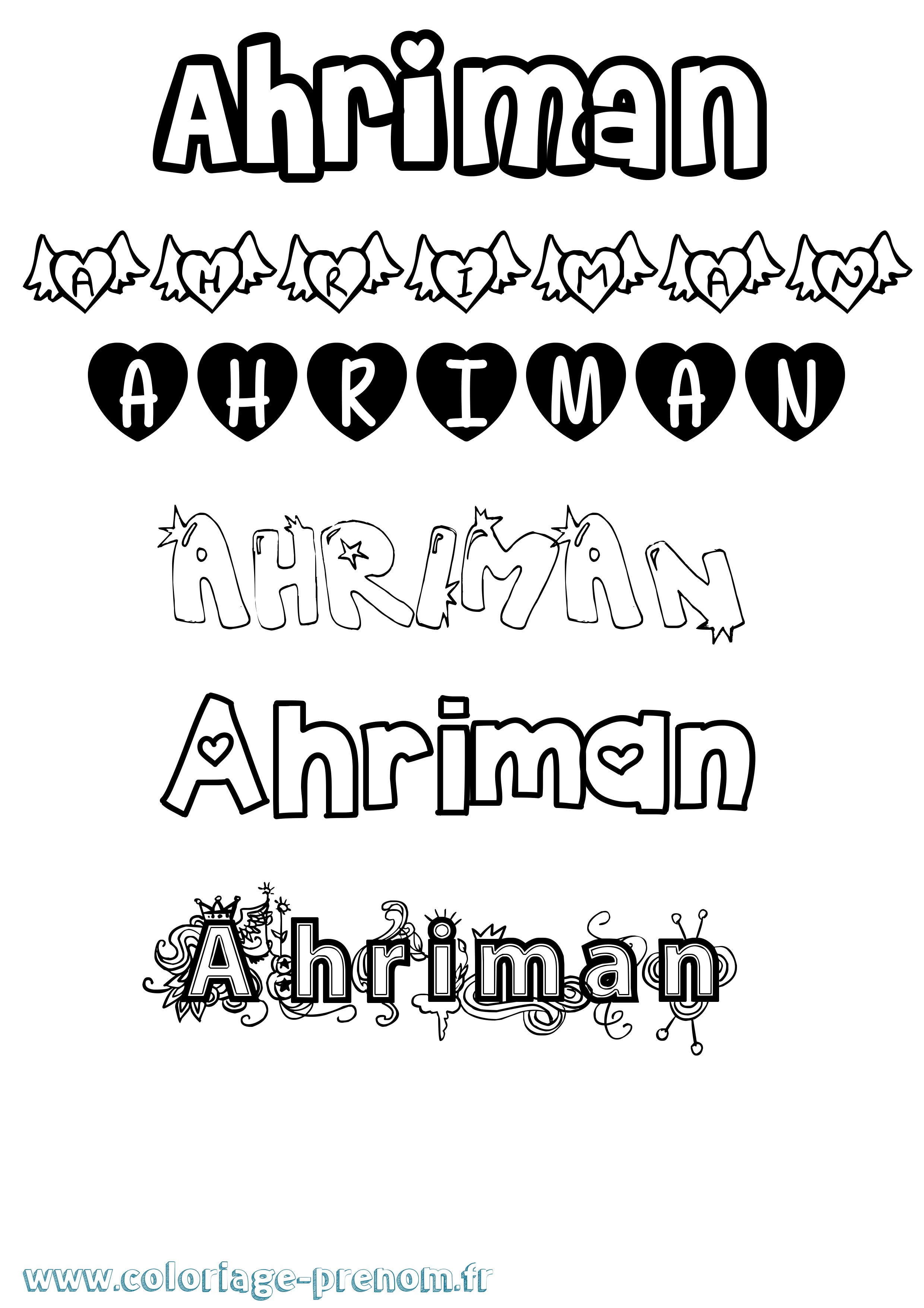 Coloriage prénom Ahriman Girly