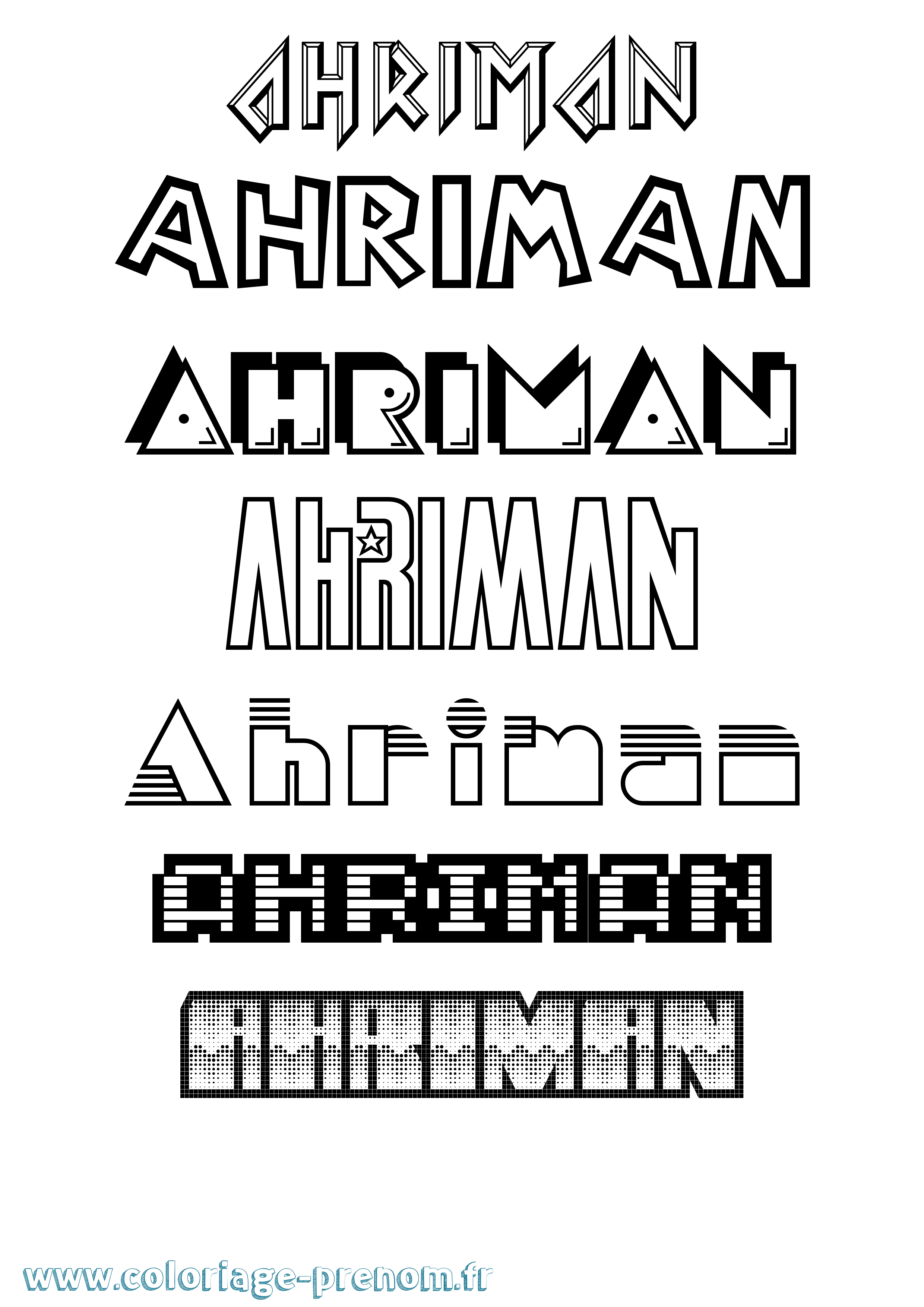 Coloriage prénom Ahriman Jeux Vidéos