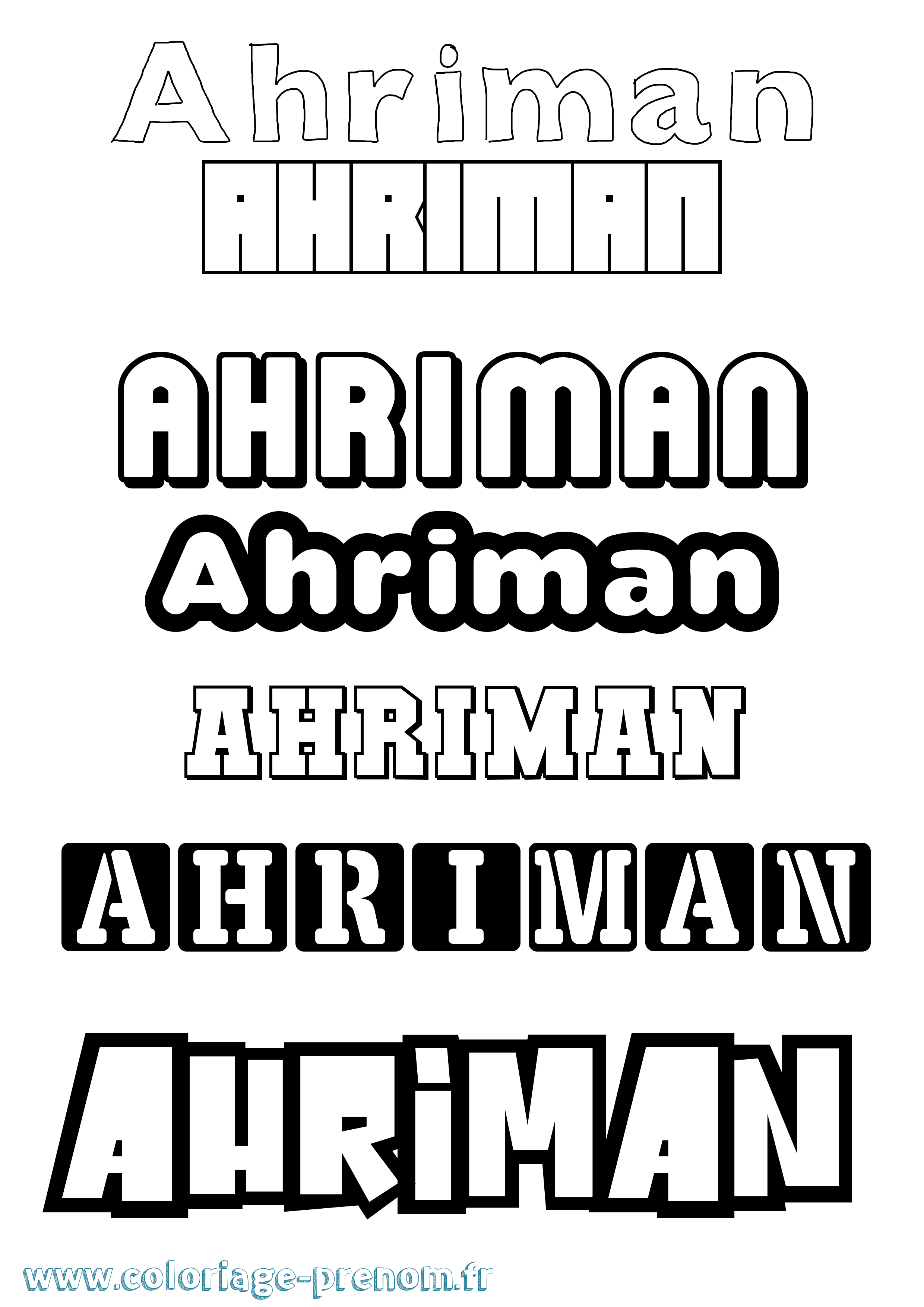 Coloriage prénom Ahriman Simple
