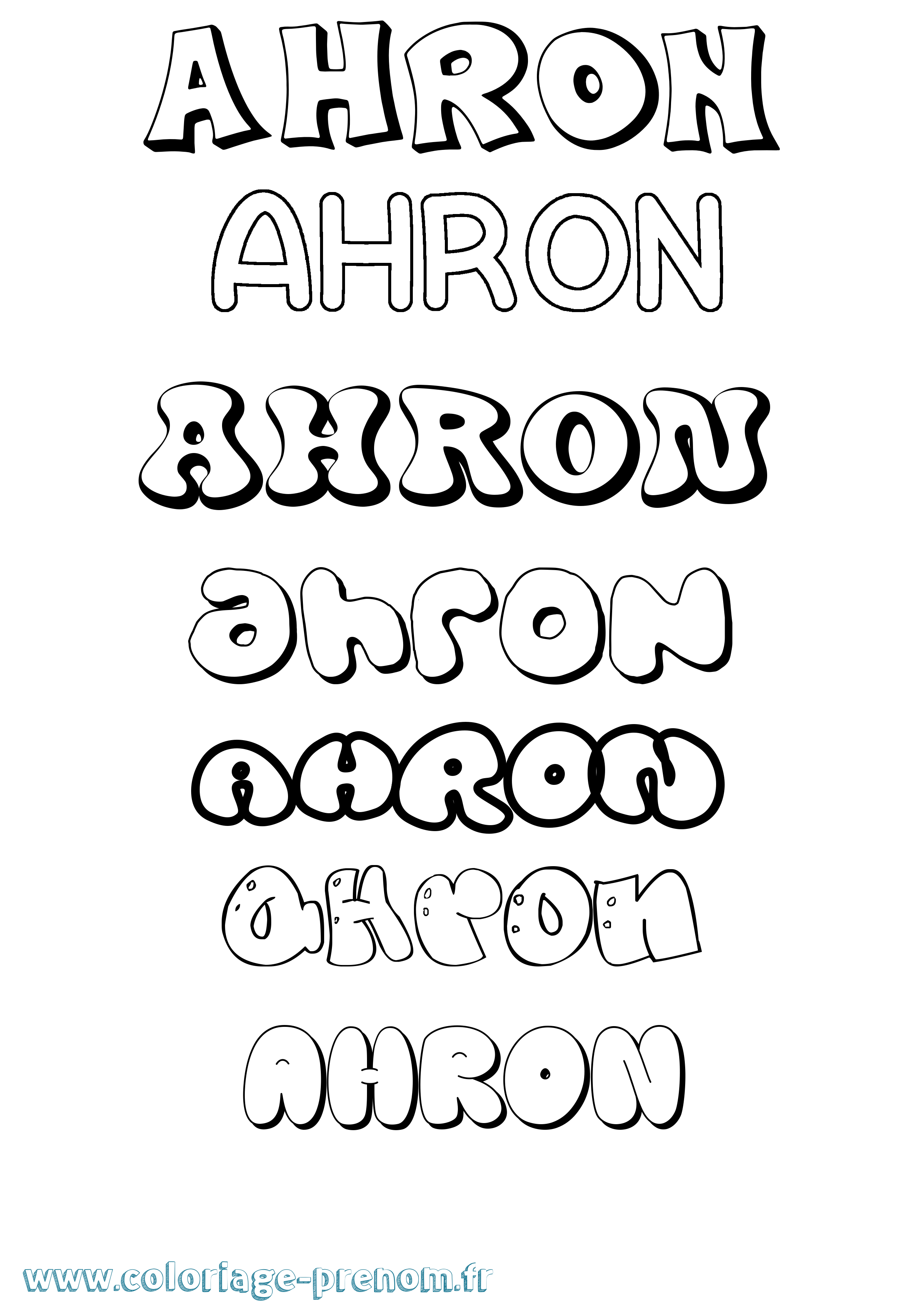 Coloriage prénom Ahron Bubble