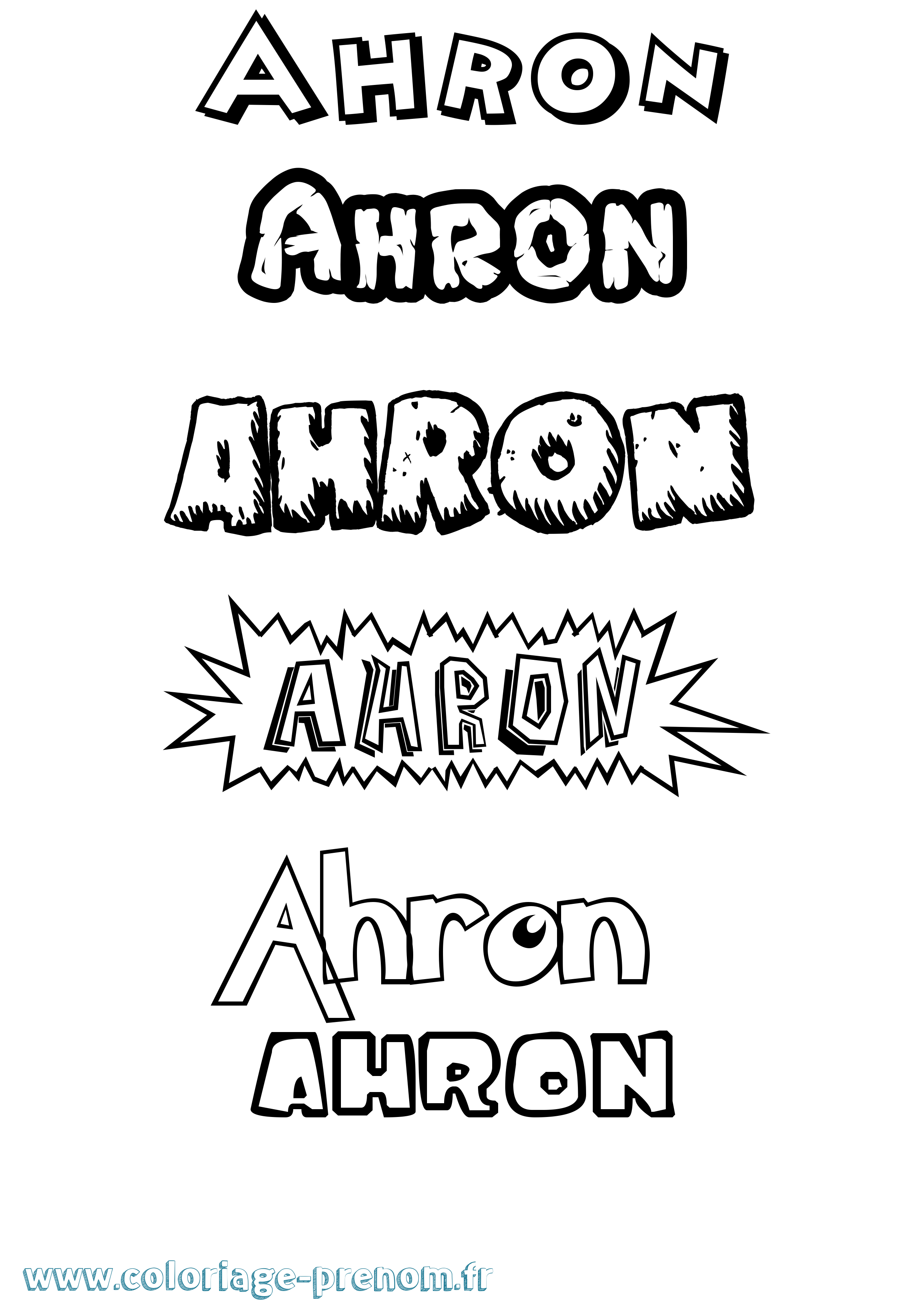 Coloriage prénom Ahron Dessin Animé