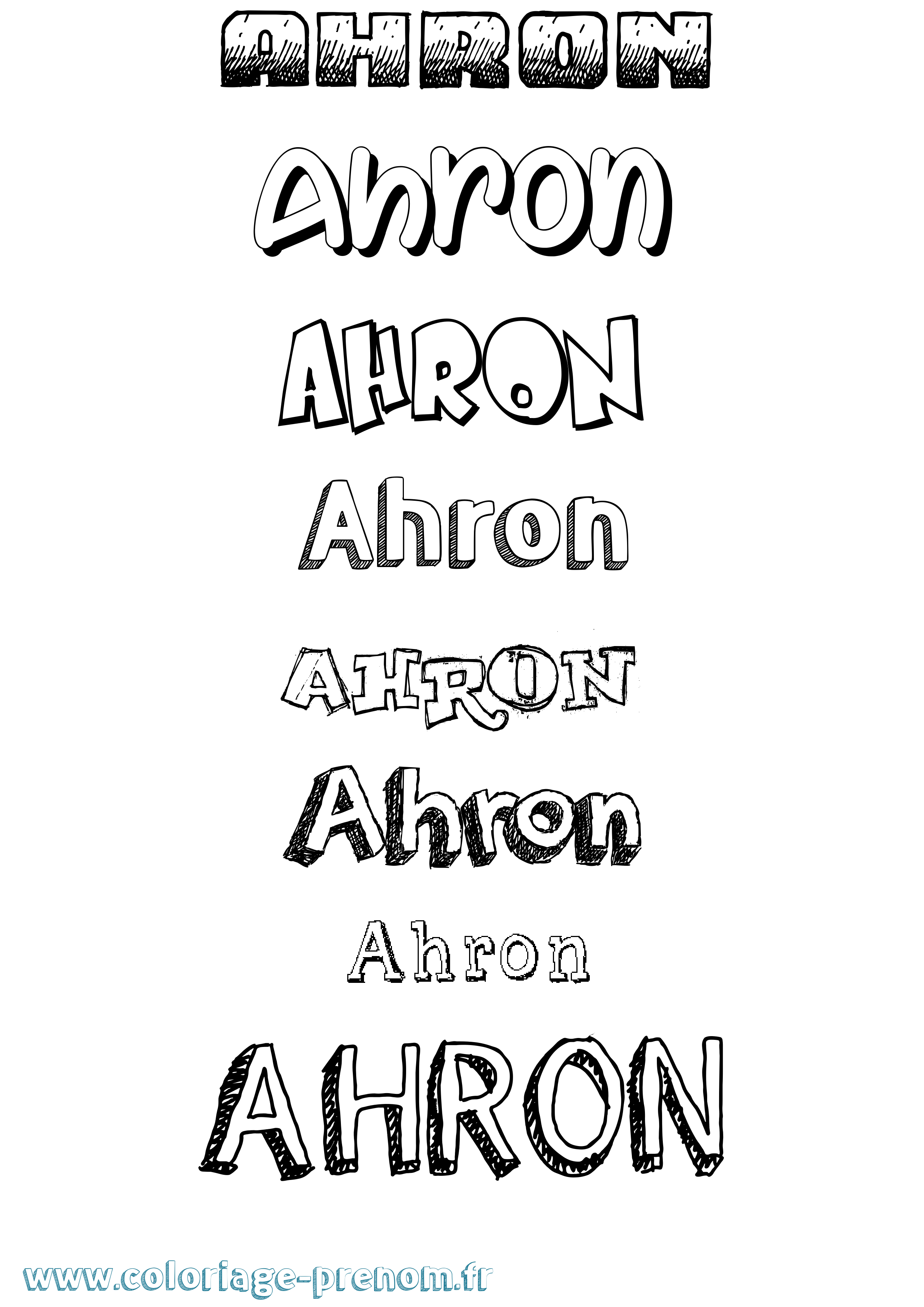 Coloriage prénom Ahron Dessiné