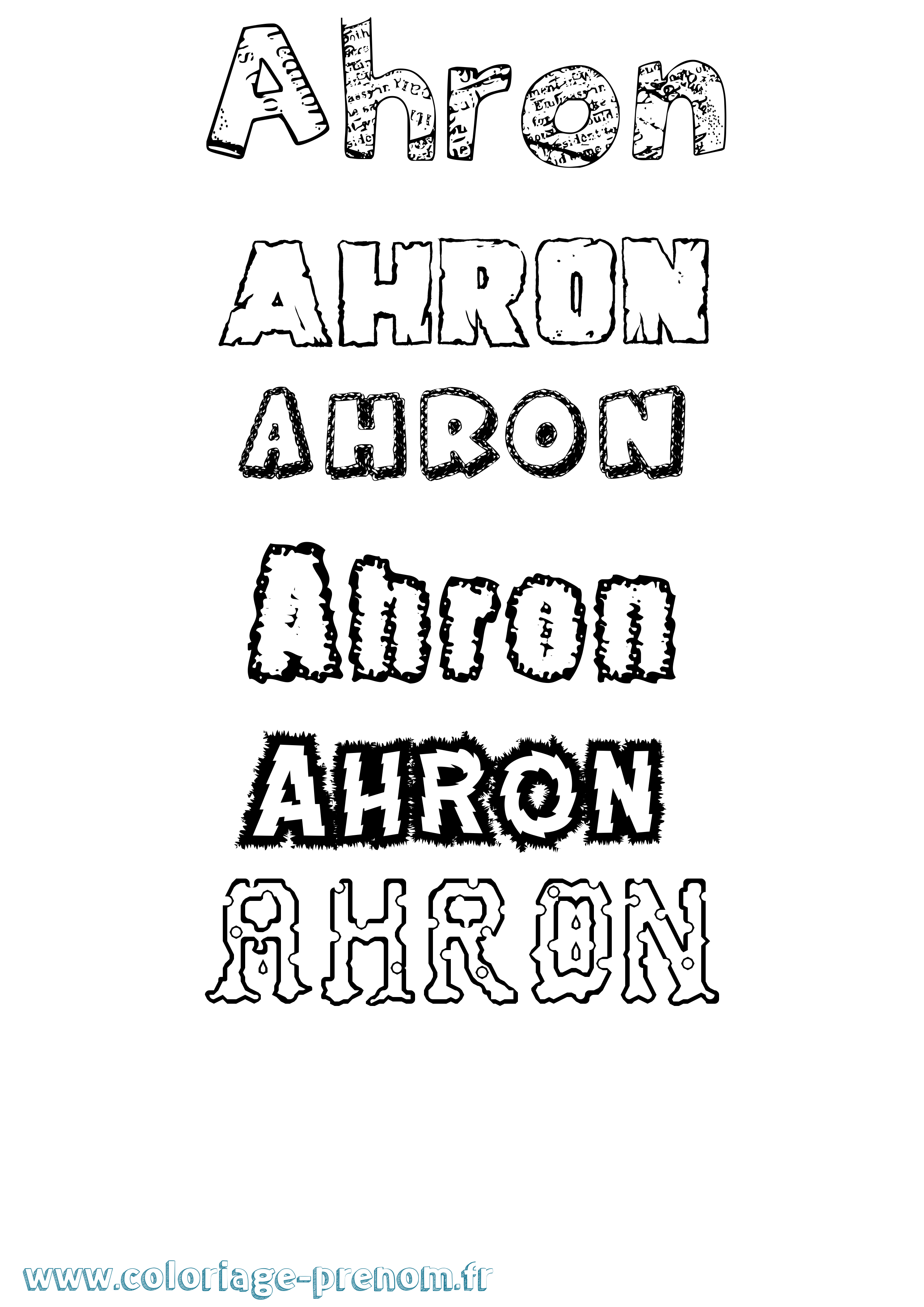 Coloriage prénom Ahron Destructuré