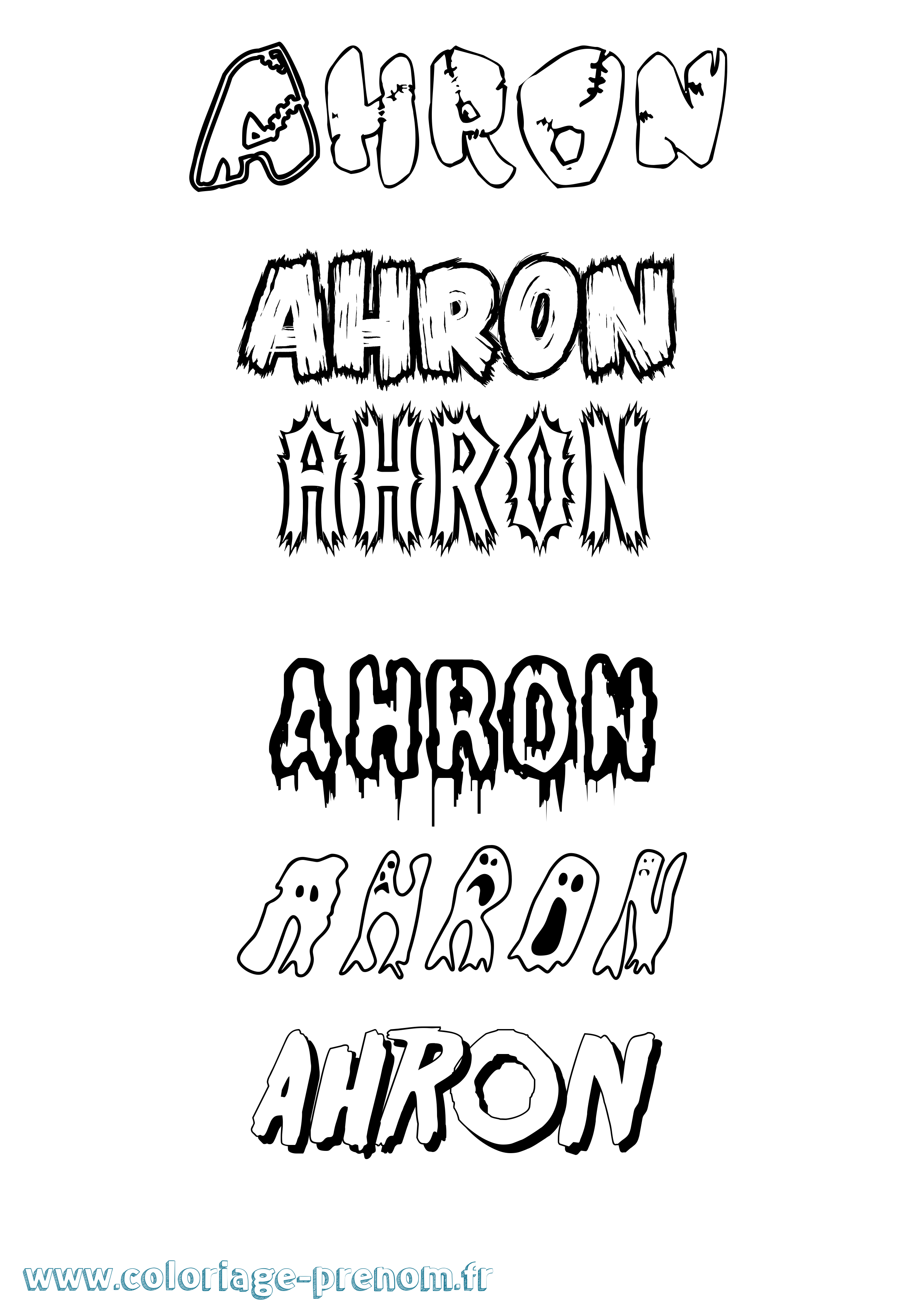 Coloriage prénom Ahron Frisson