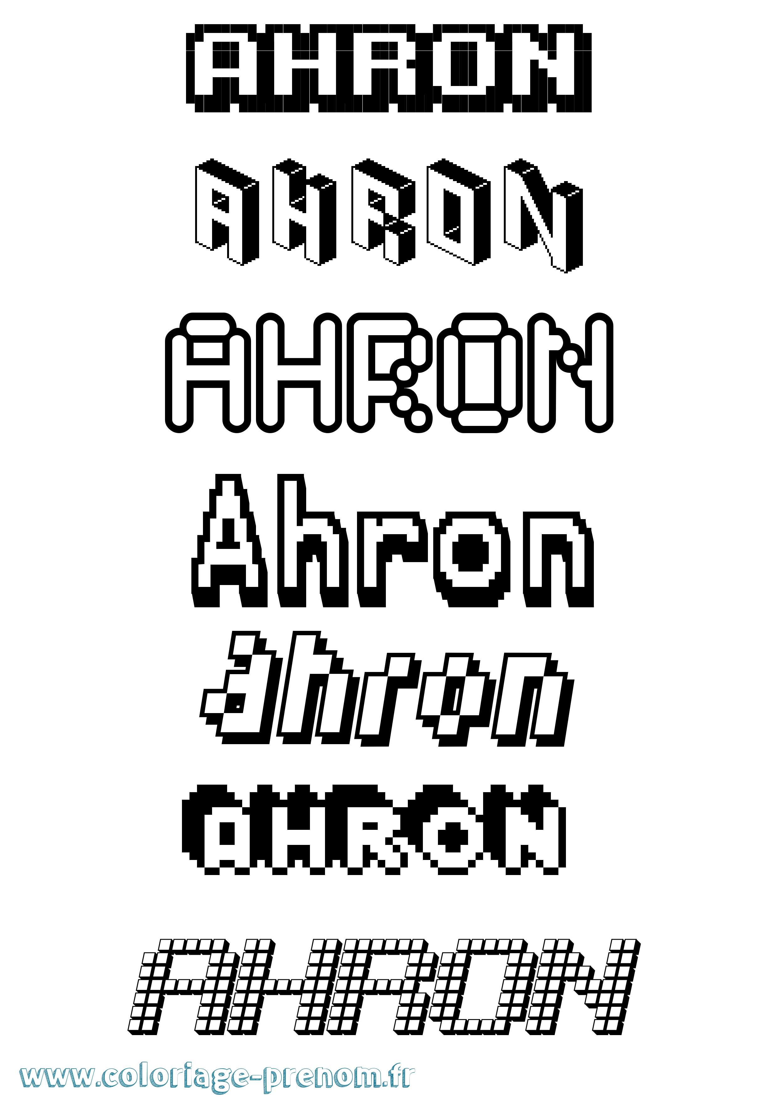 Coloriage prénom Ahron Pixel