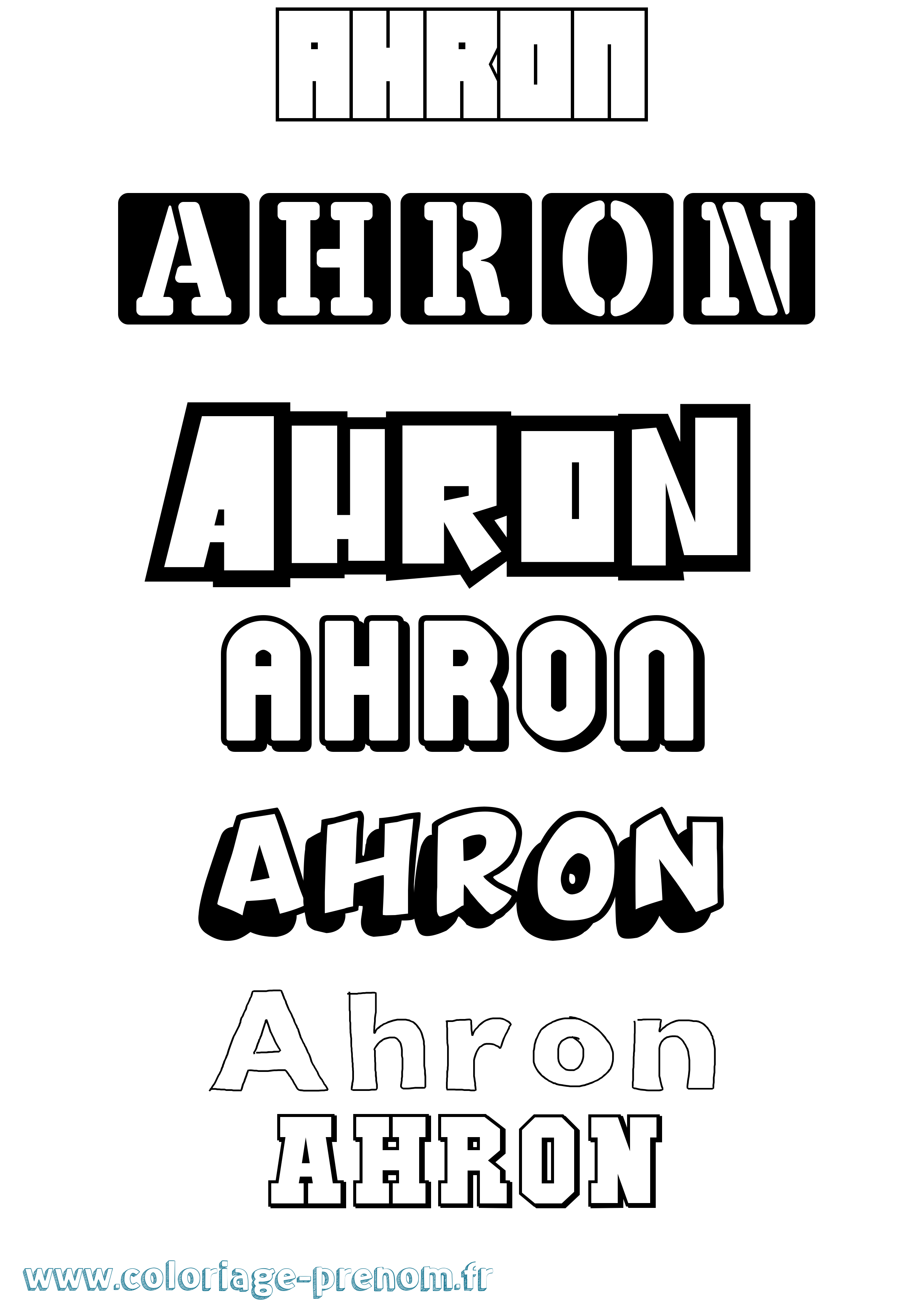 Coloriage prénom Ahron Simple