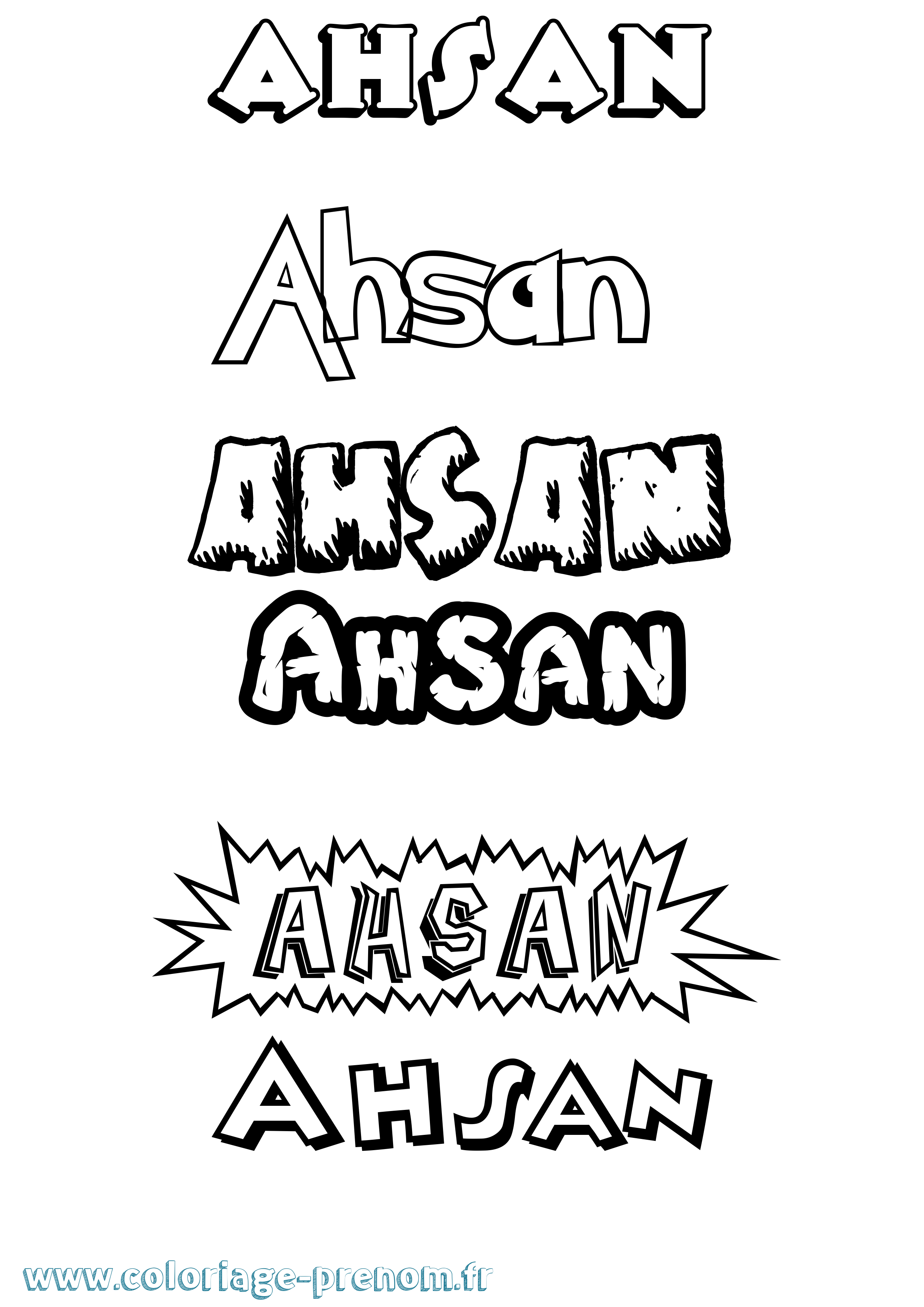 Coloriage prénom Ahsan Dessin Animé