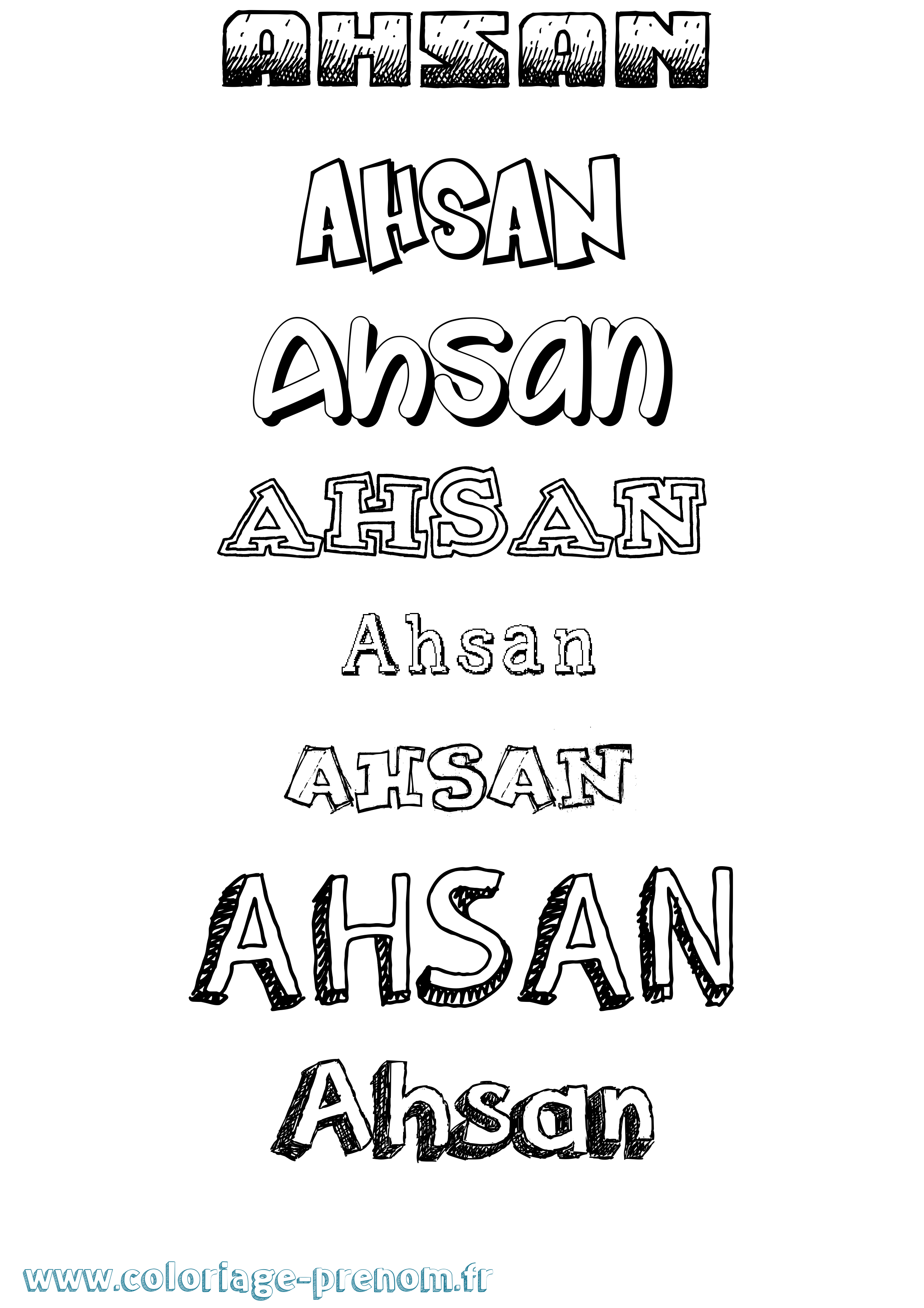 Coloriage prénom Ahsan Dessiné