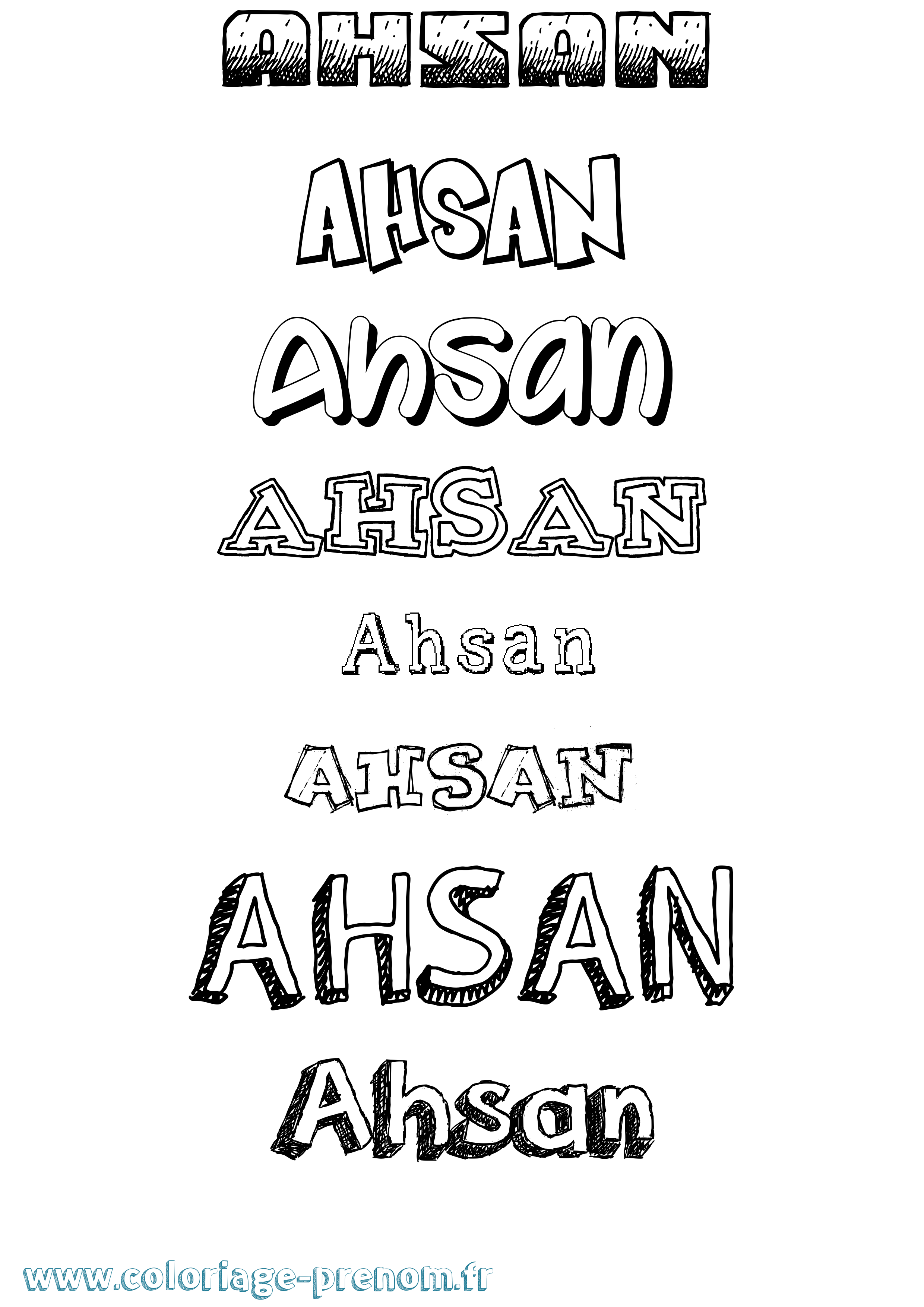 Coloriage Ahsan Dessiné Coloriage prénom Ahsan Dessiné