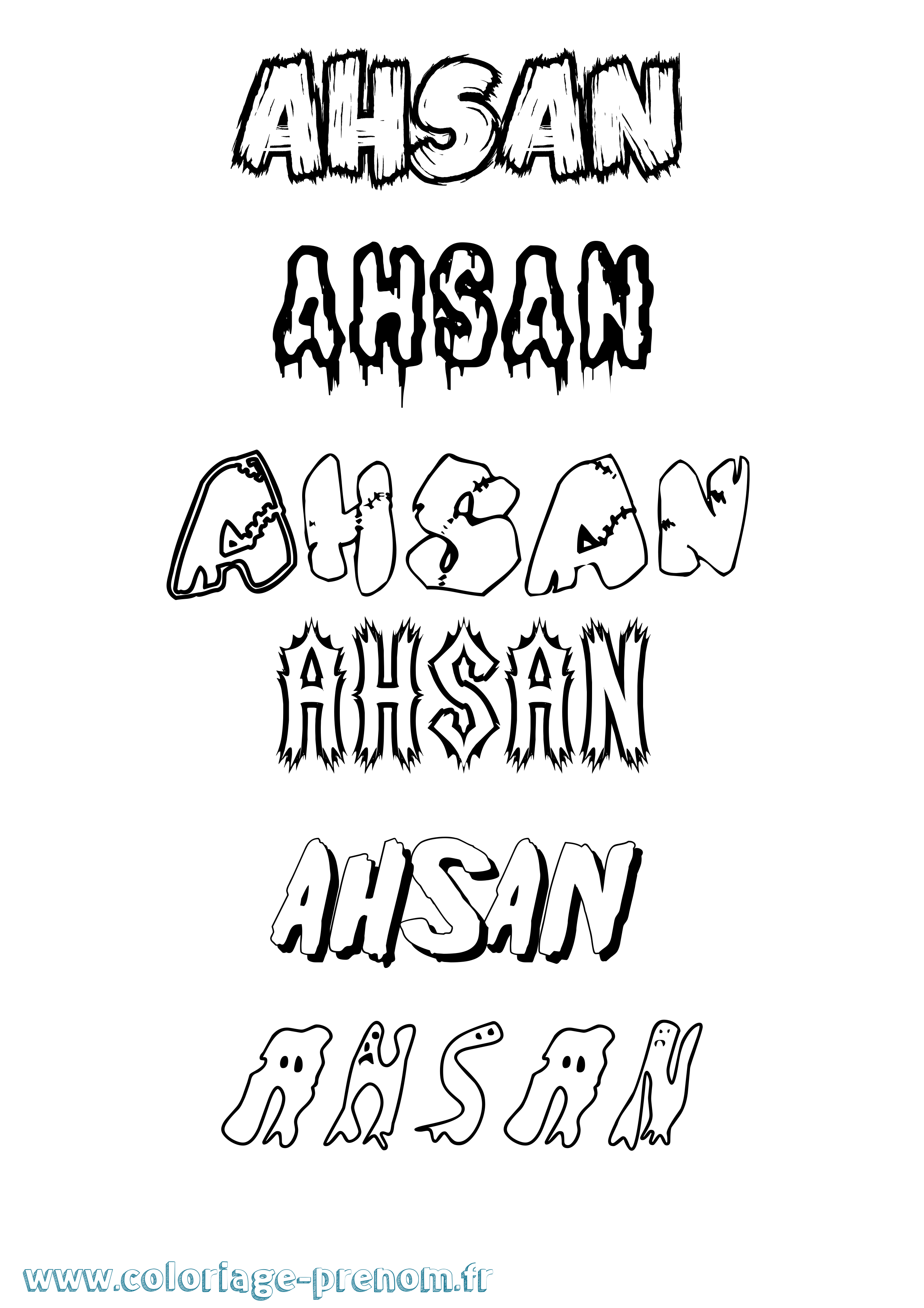 Coloriage Ahsan Frisson Coloriage prénom Ahsan Frisson