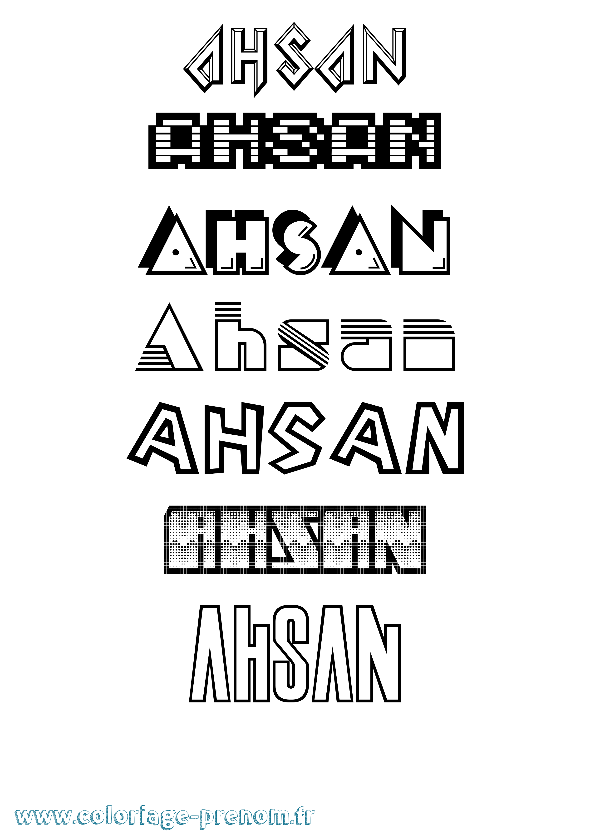 Coloriage prénom Ahsan Jeux Vidéos