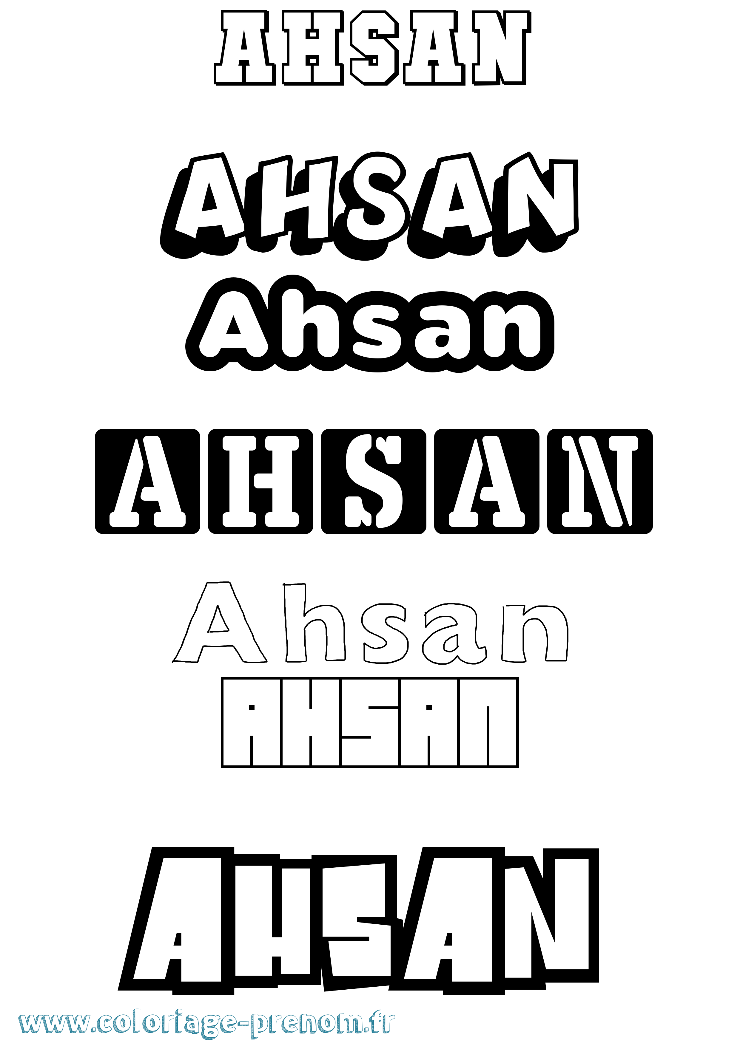 Coloriage prénom Ahsan Simple