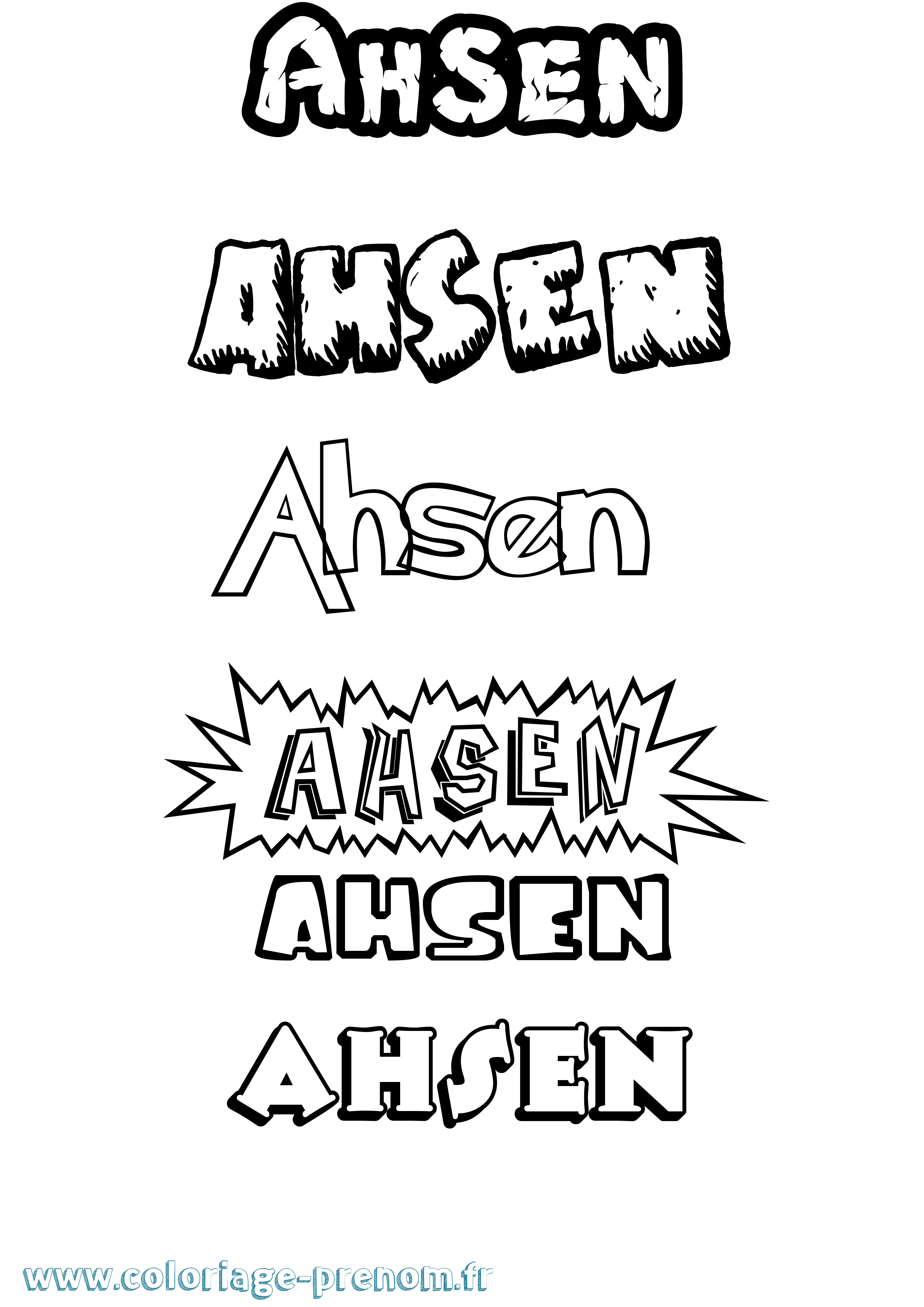Coloriage prénom Ahsen Dessin Animé