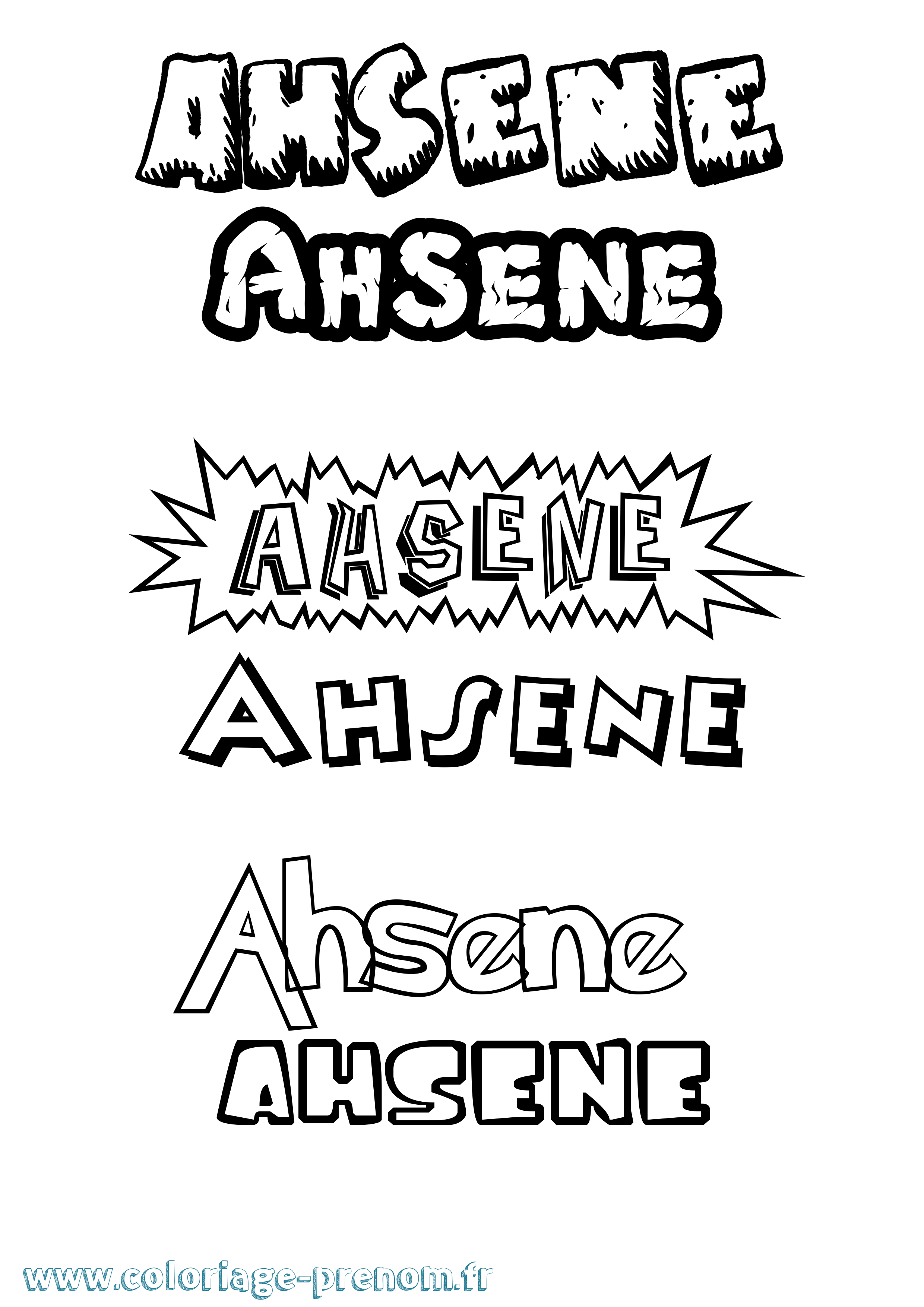 Coloriage prénom Ahsene Dessin Animé