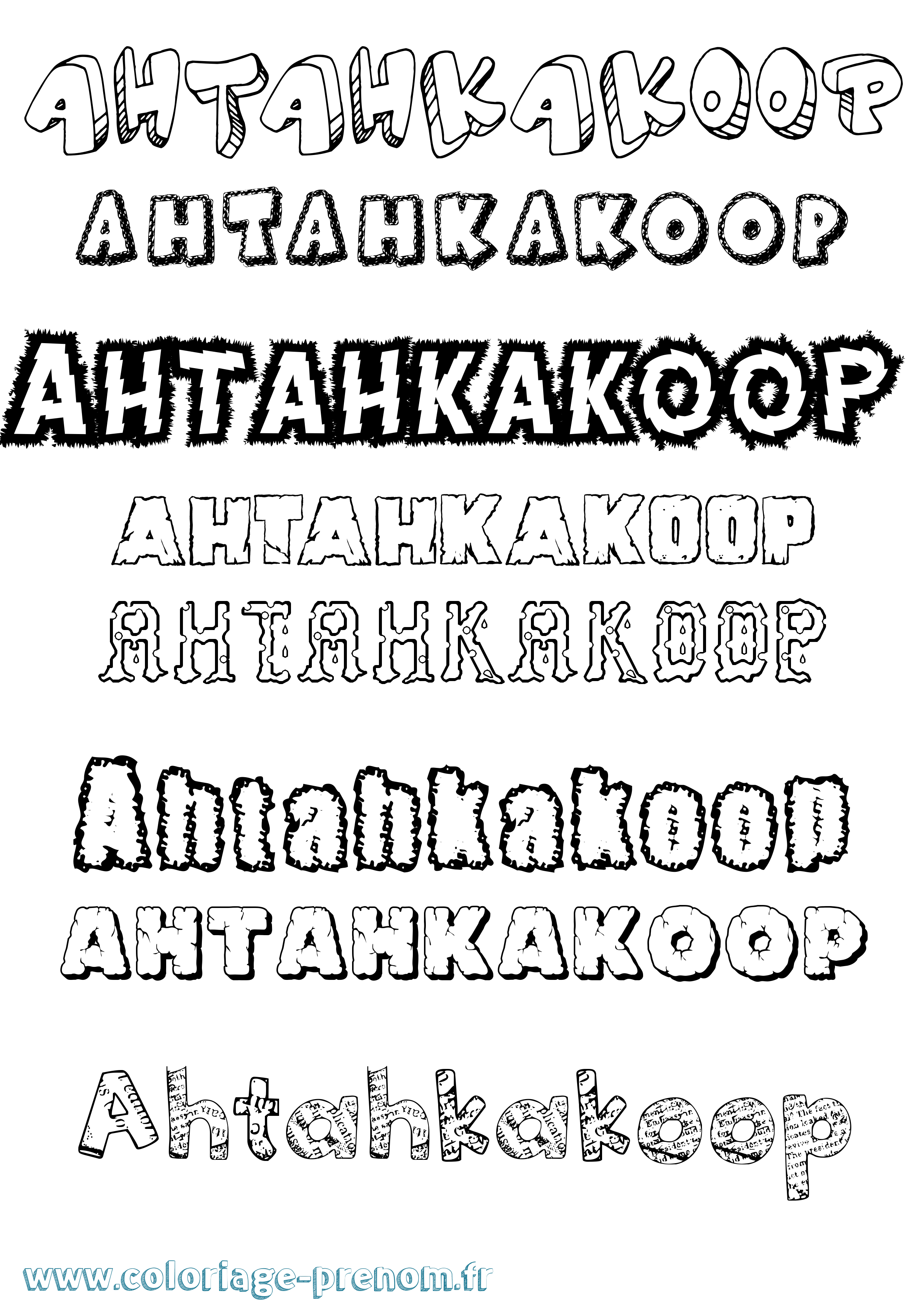 Coloriage prénom Ahtahkakoop Destructuré