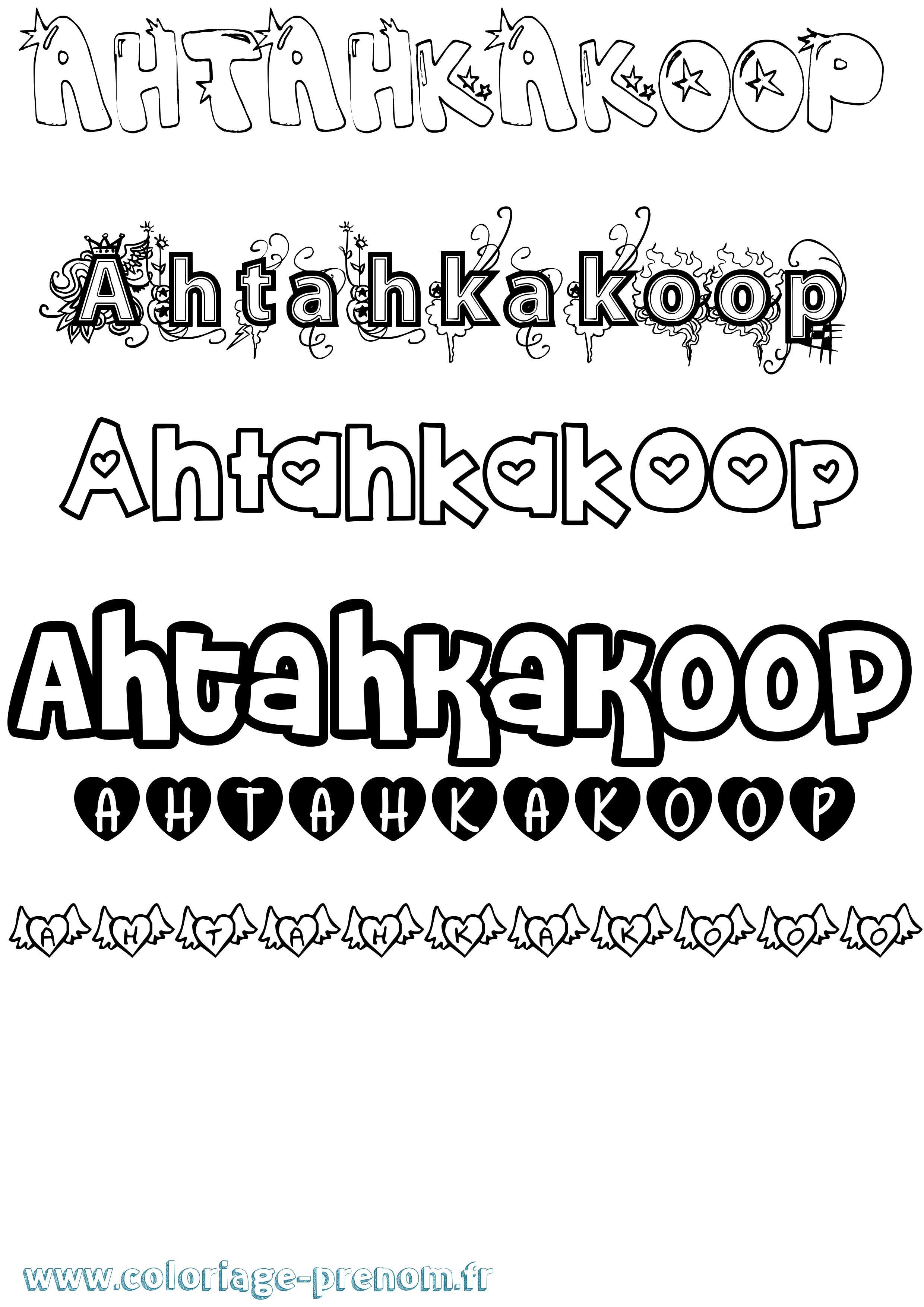 Coloriage prénom Ahtahkakoop Girly