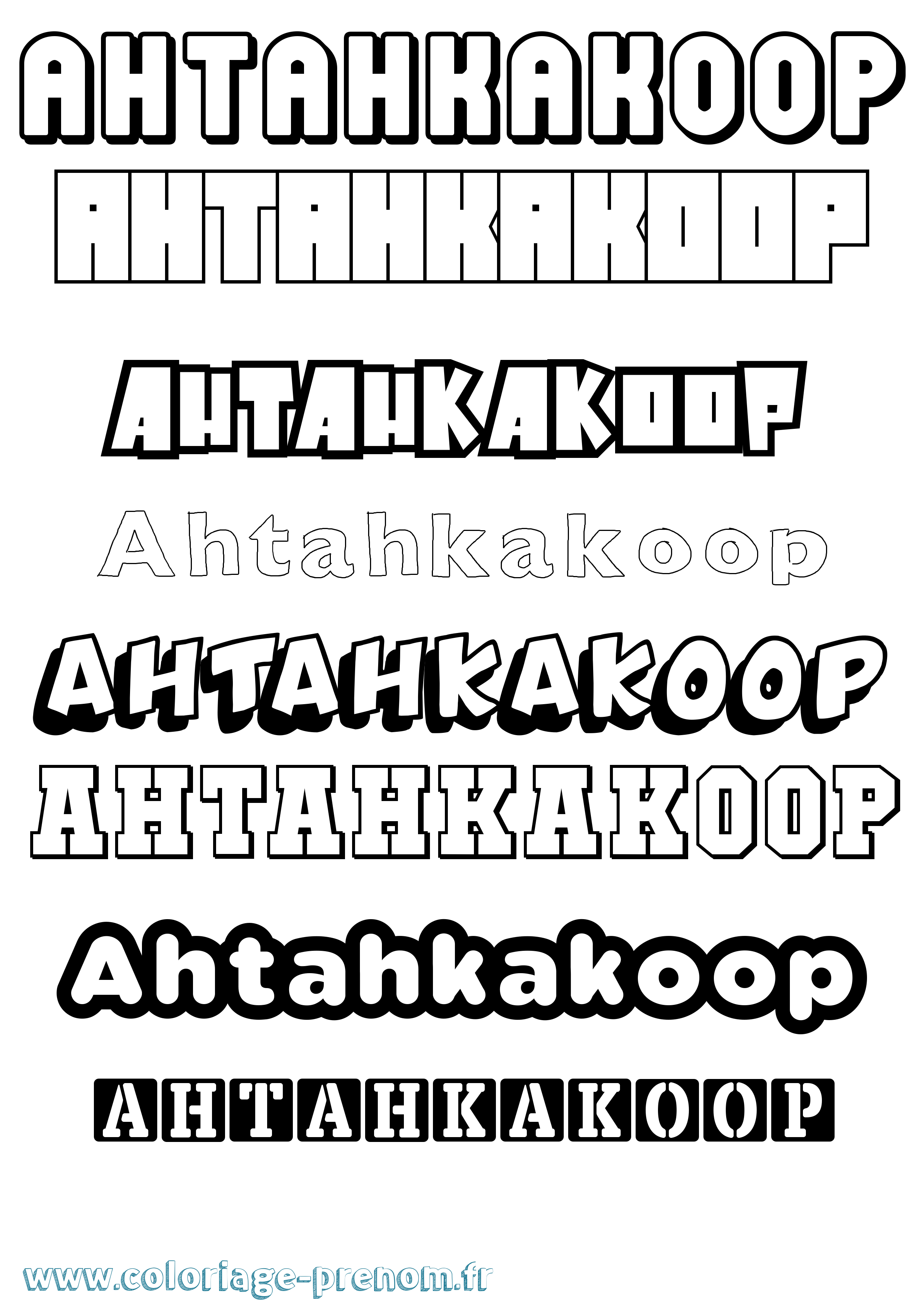 Coloriage prénom Ahtahkakoop Simple