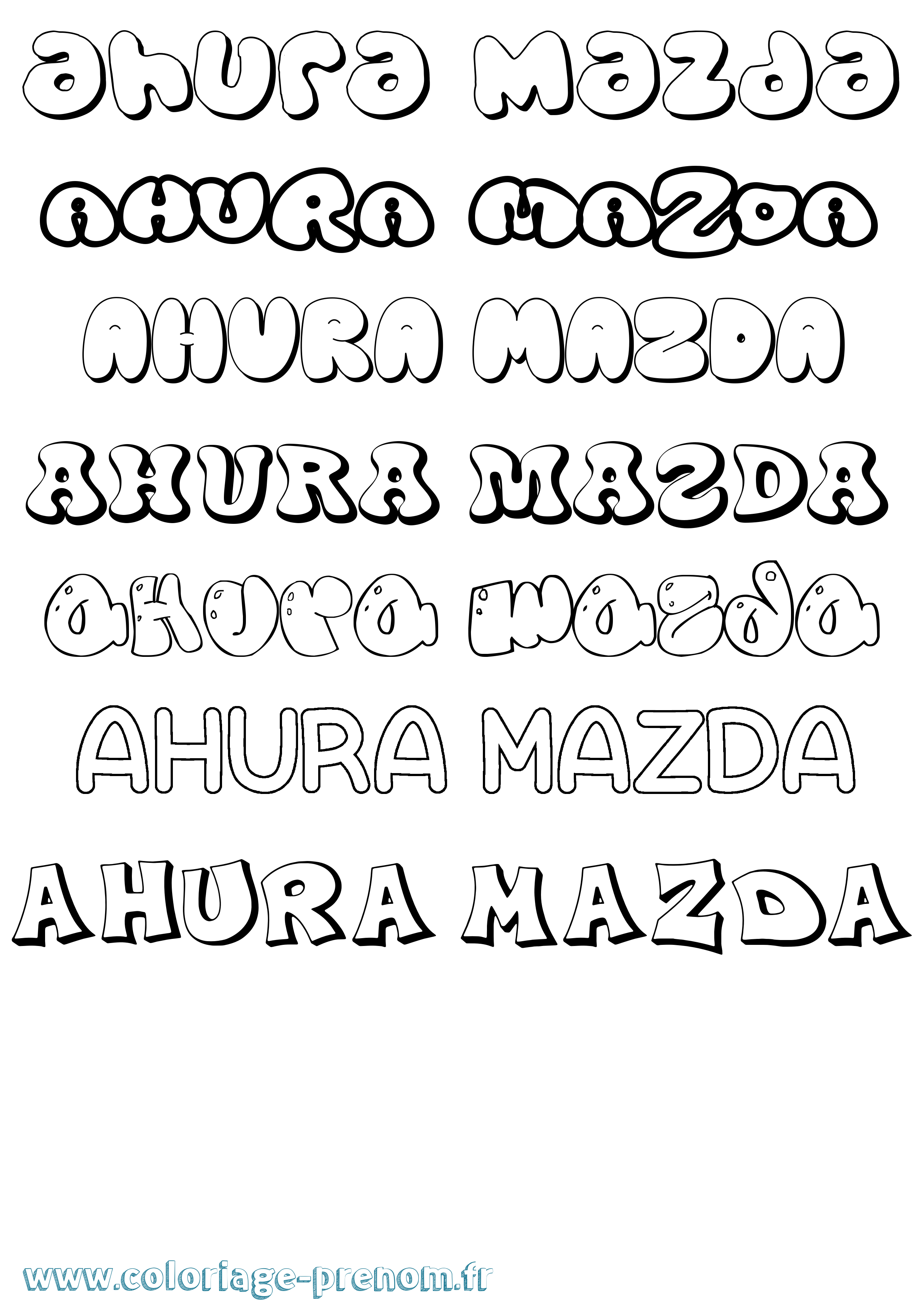 Coloriage Ahura Mazda Bubble Coloriage prénom Ahura Mazda Bubble