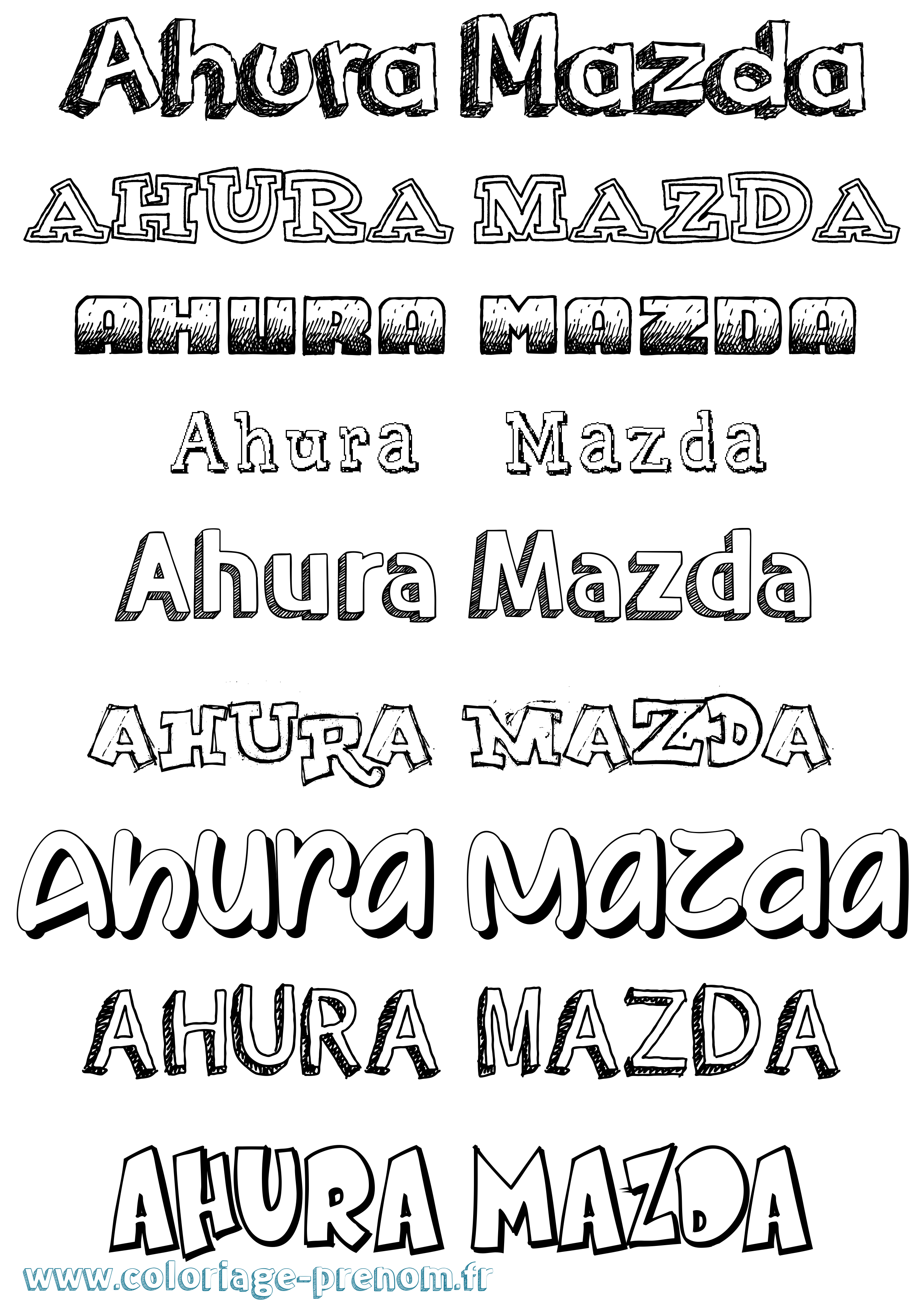 Coloriage Ahura Mazda Dessiné Coloriage prénom Ahura Mazda Dessiné