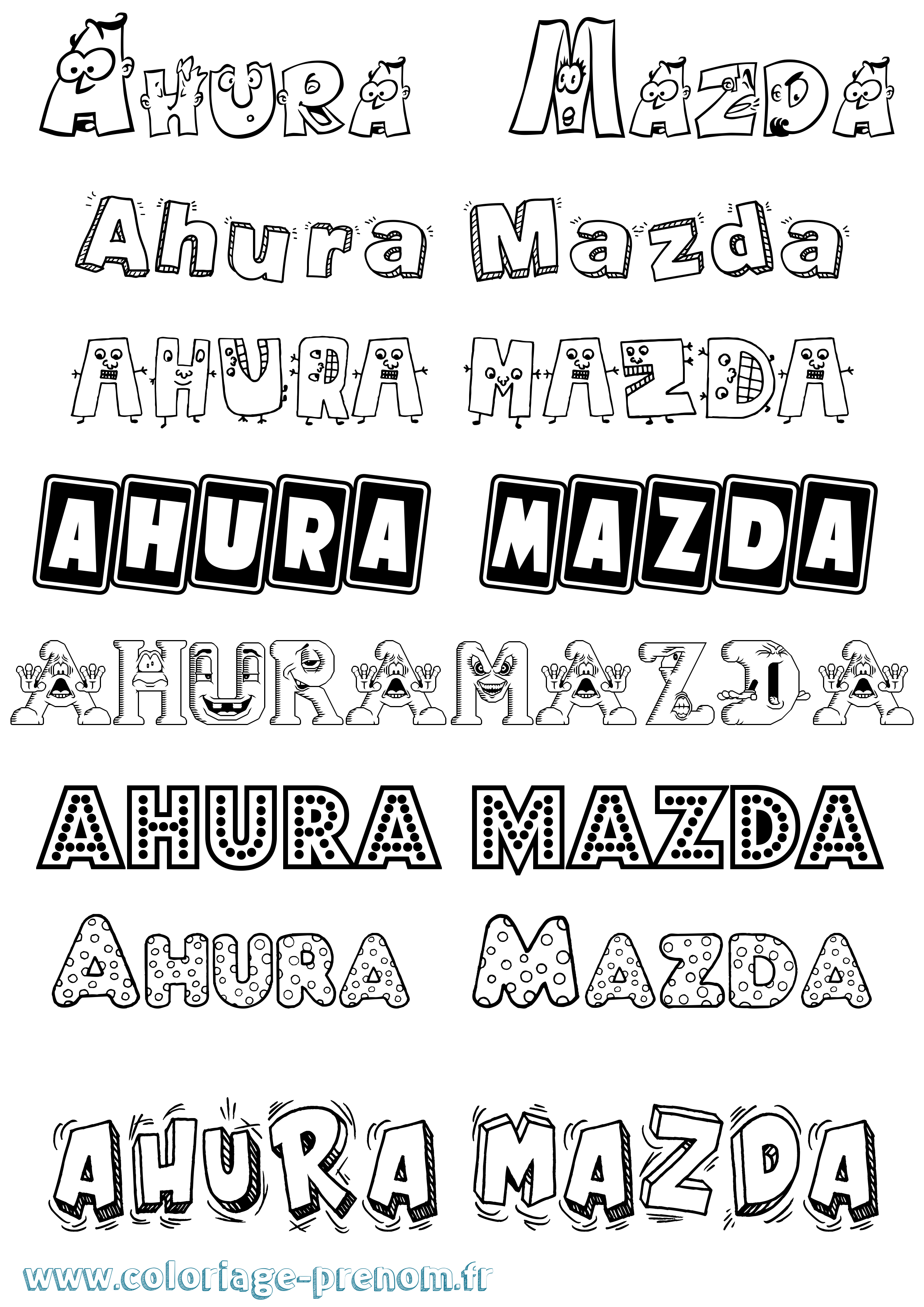 Coloriage Ahura Mazda Fun Coloriage prénom Ahura Mazda Fun