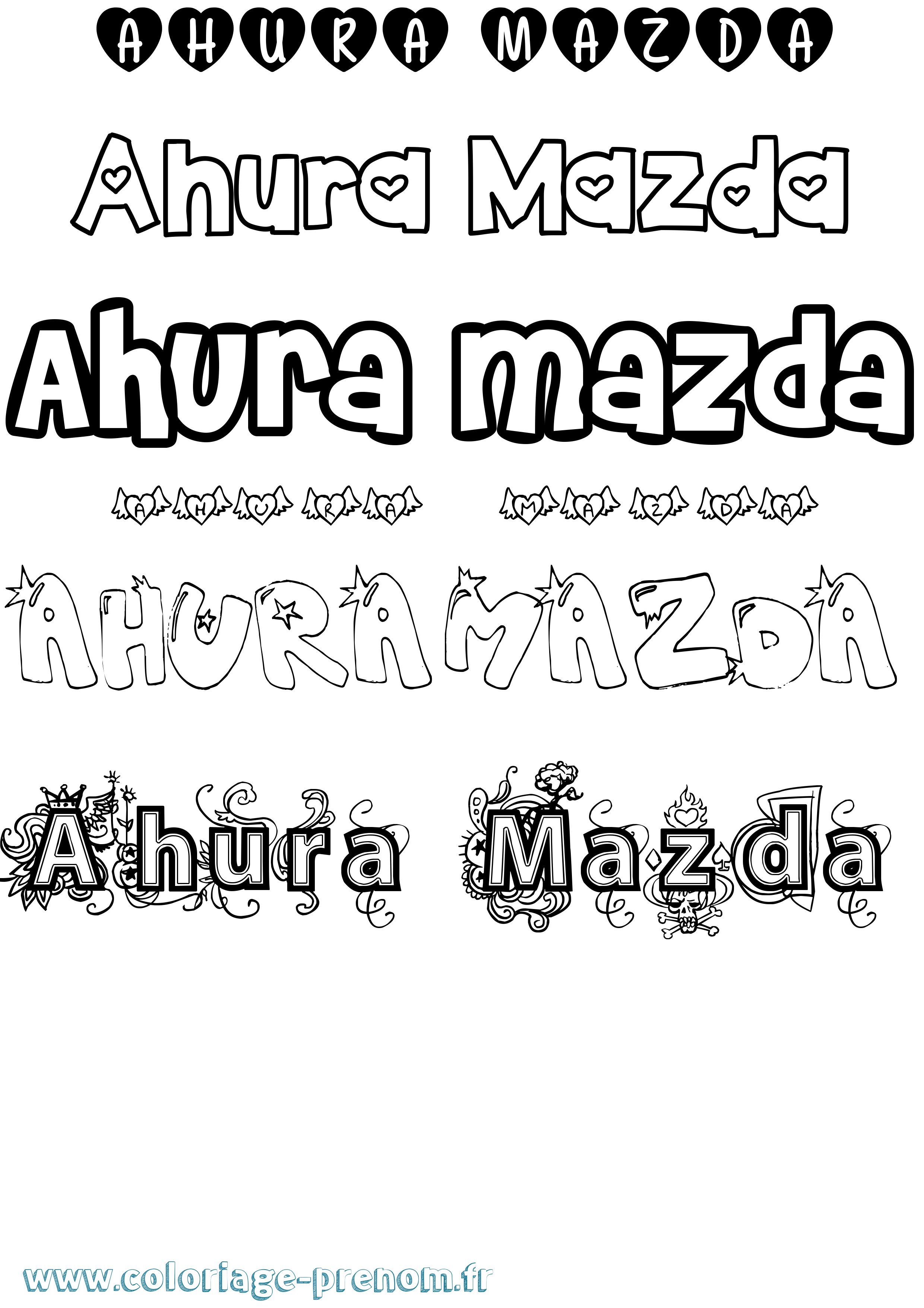 Coloriage Ahura Mazda Girly Coloriage prénom Ahura Mazda Girly