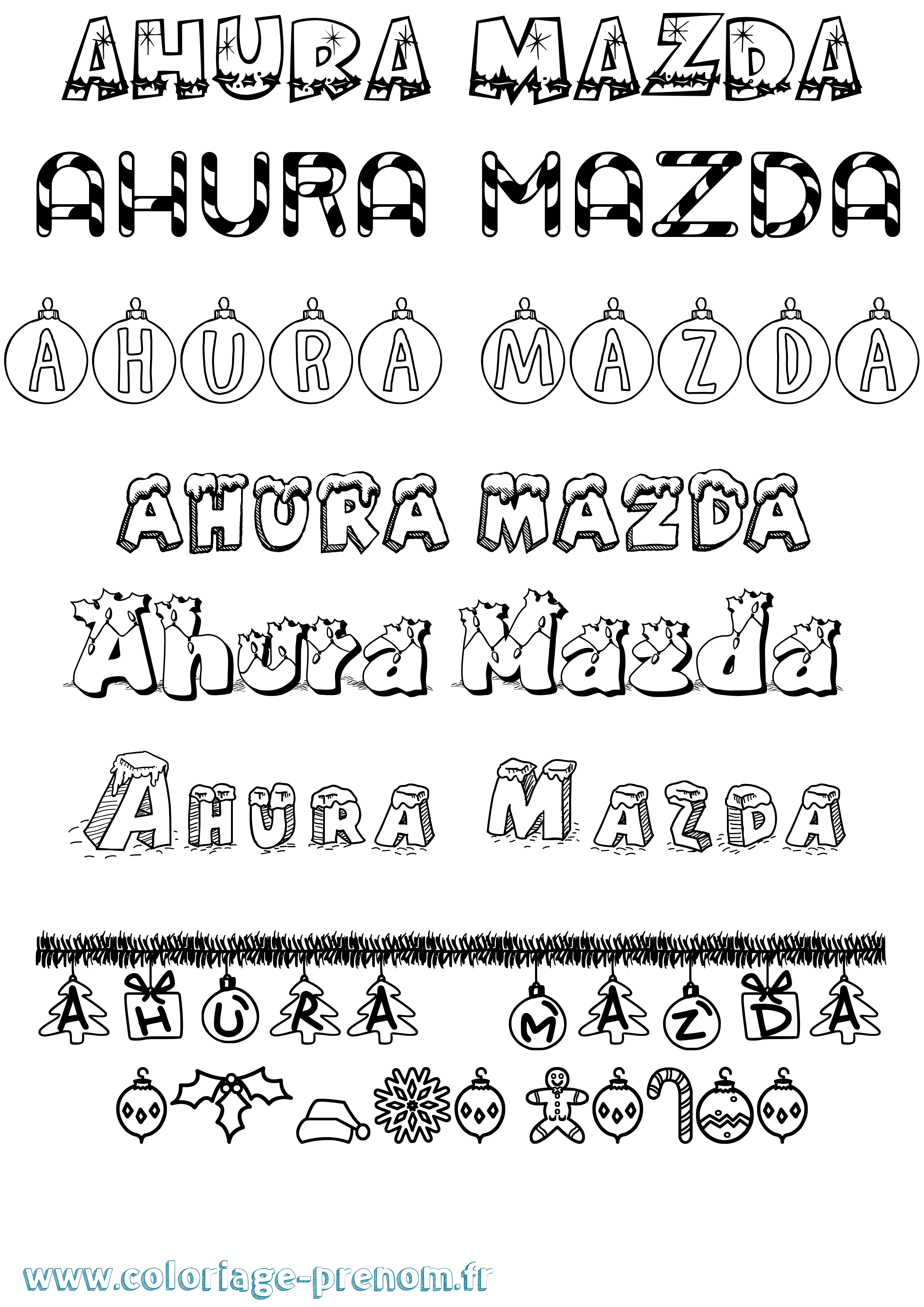 Coloriage Ahura Mazda Noël Coloriage prénom Ahura Mazda Noël