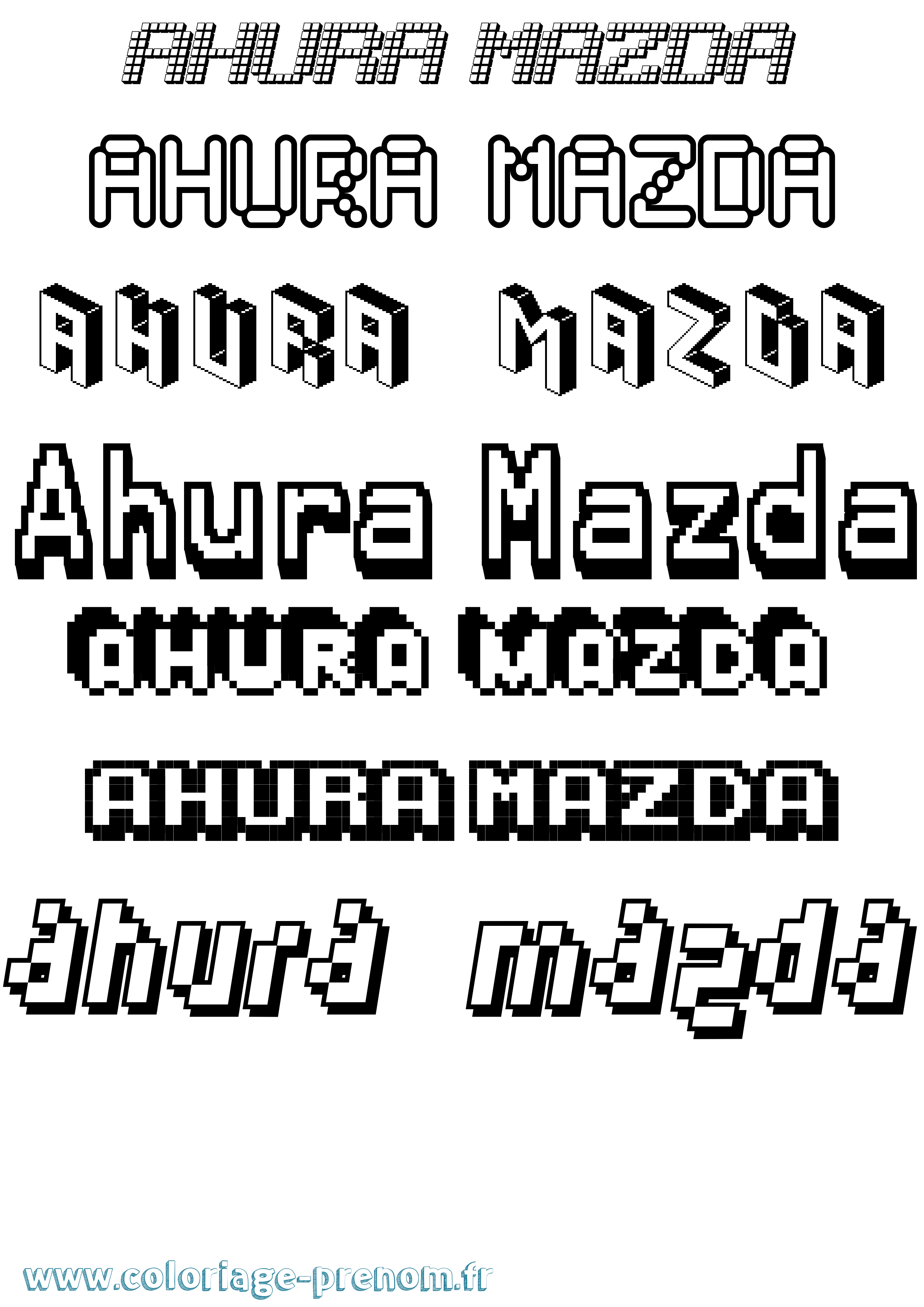 Coloriage Ahura Mazda Pixel Coloriage prénom Ahura Mazda Pixel