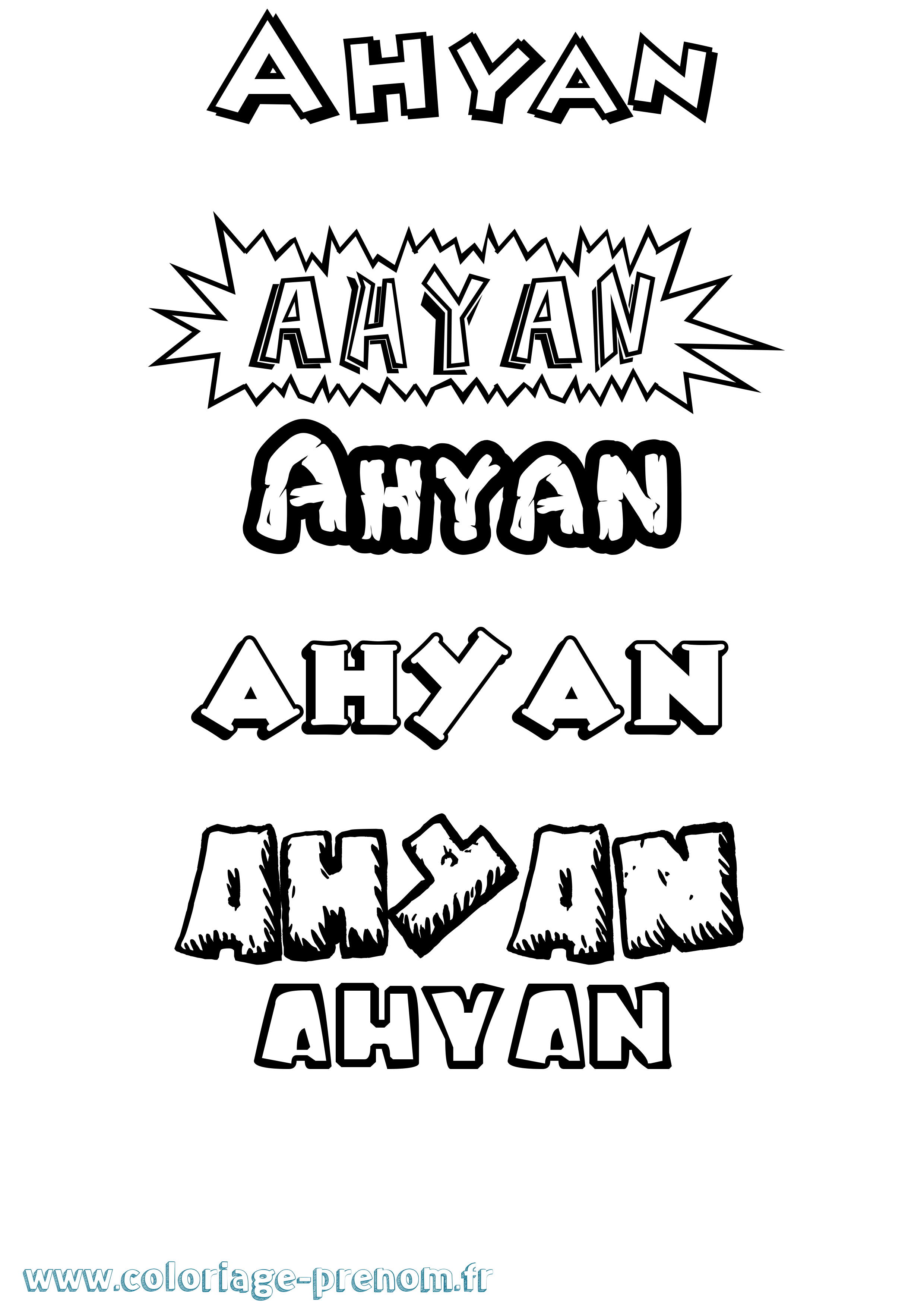 Coloriage prénom Ahyan Dessin Animé