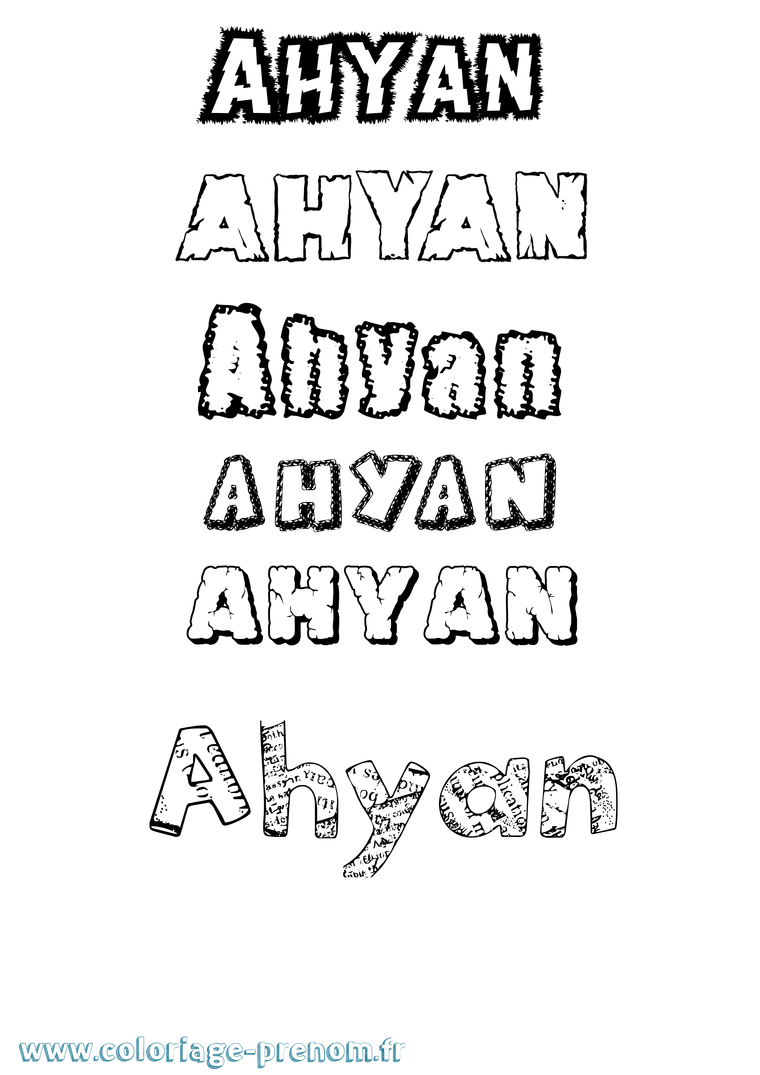 Coloriage prénom Ahyan Destructuré