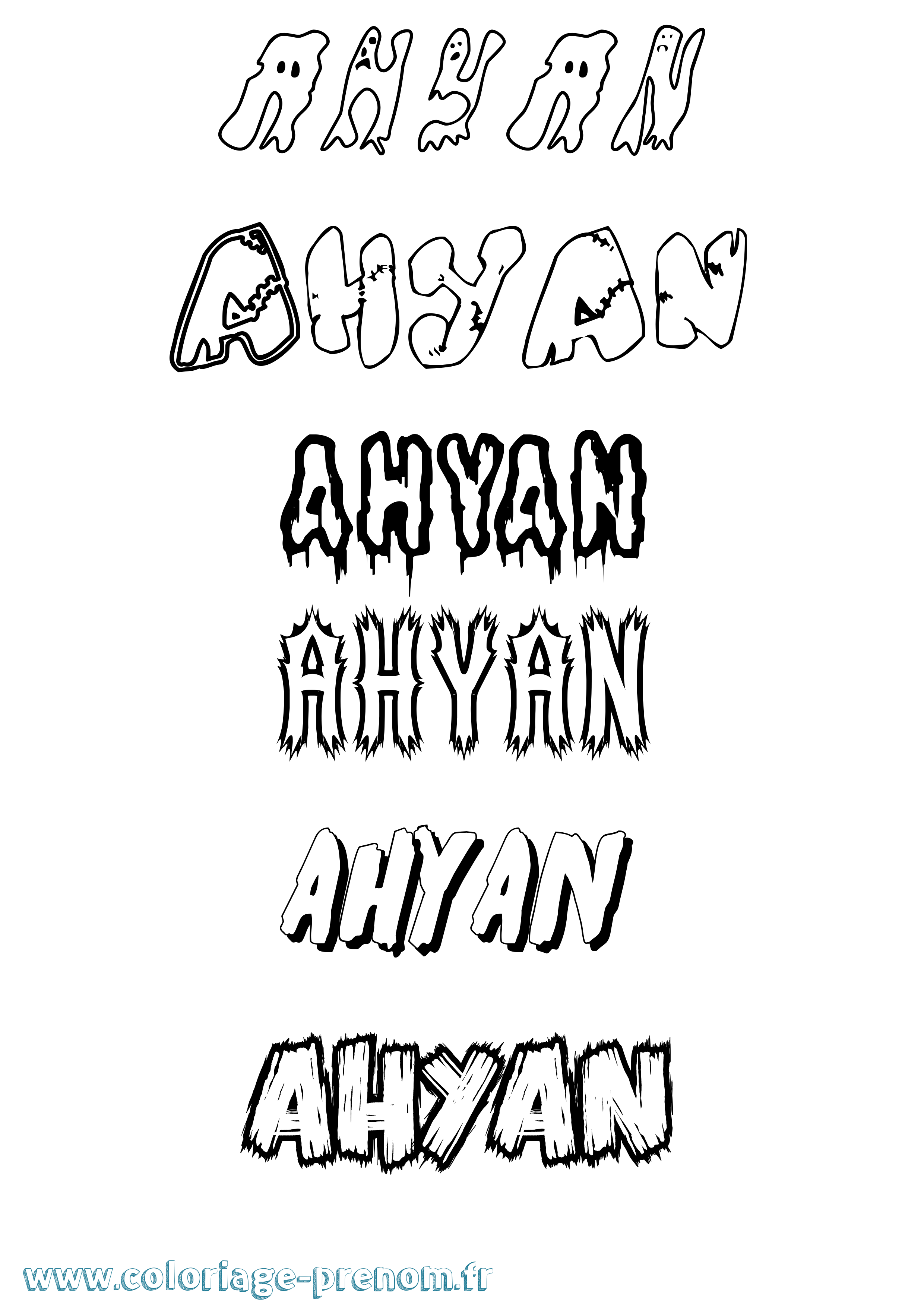 Coloriage prénom Ahyan Frisson