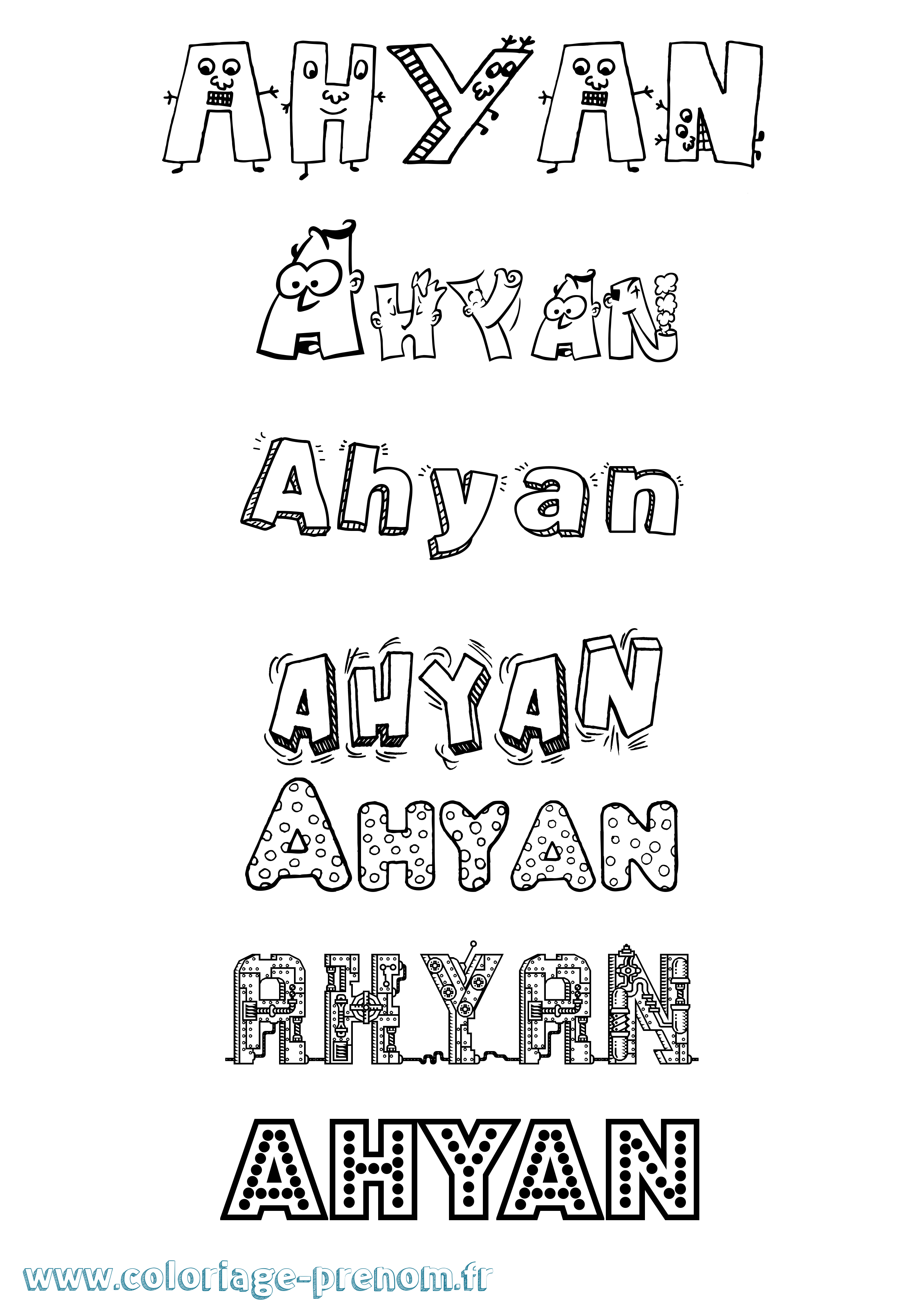 Coloriage prénom Ahyan Fun