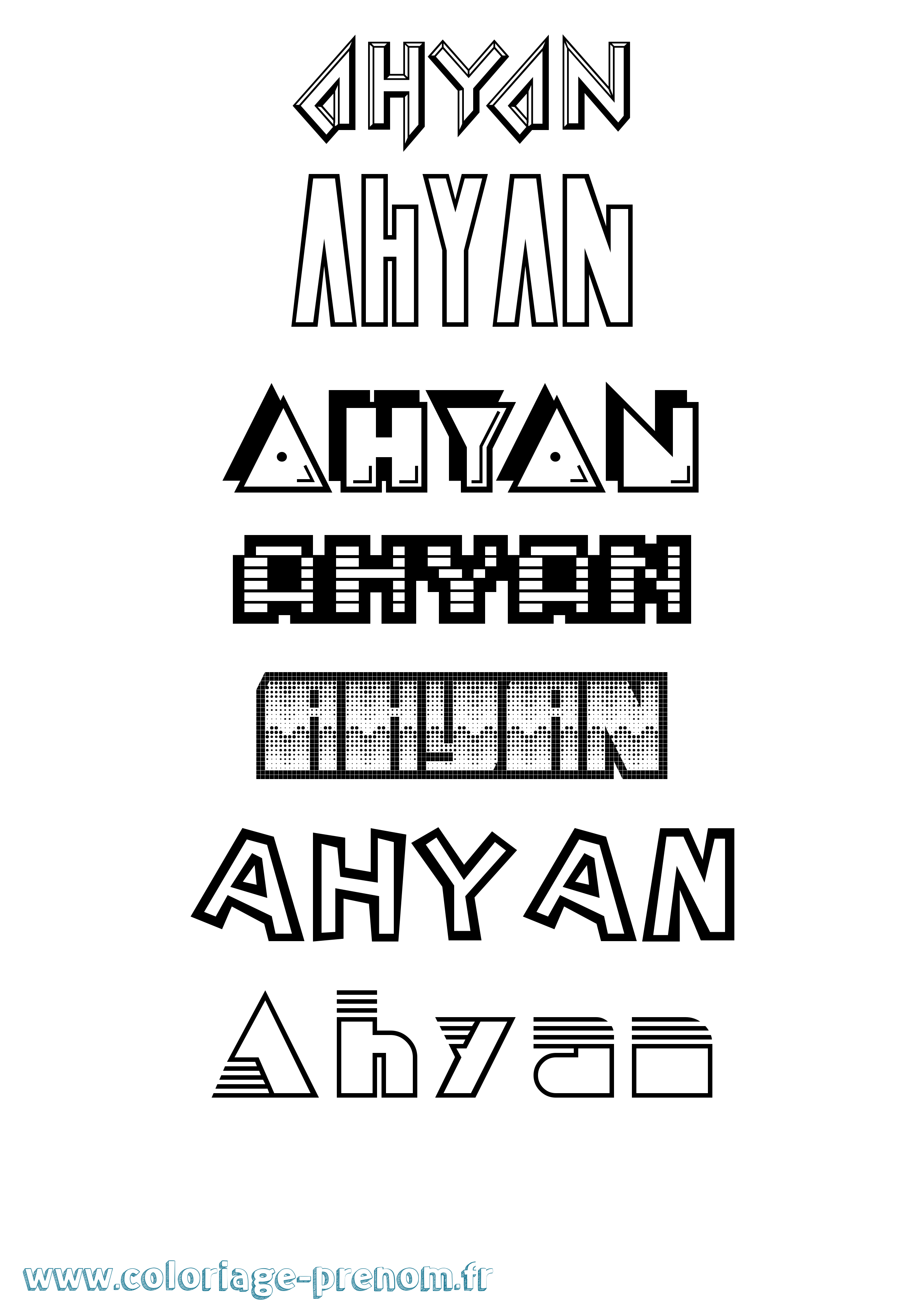 Coloriage prénom Ahyan Jeux Vidéos