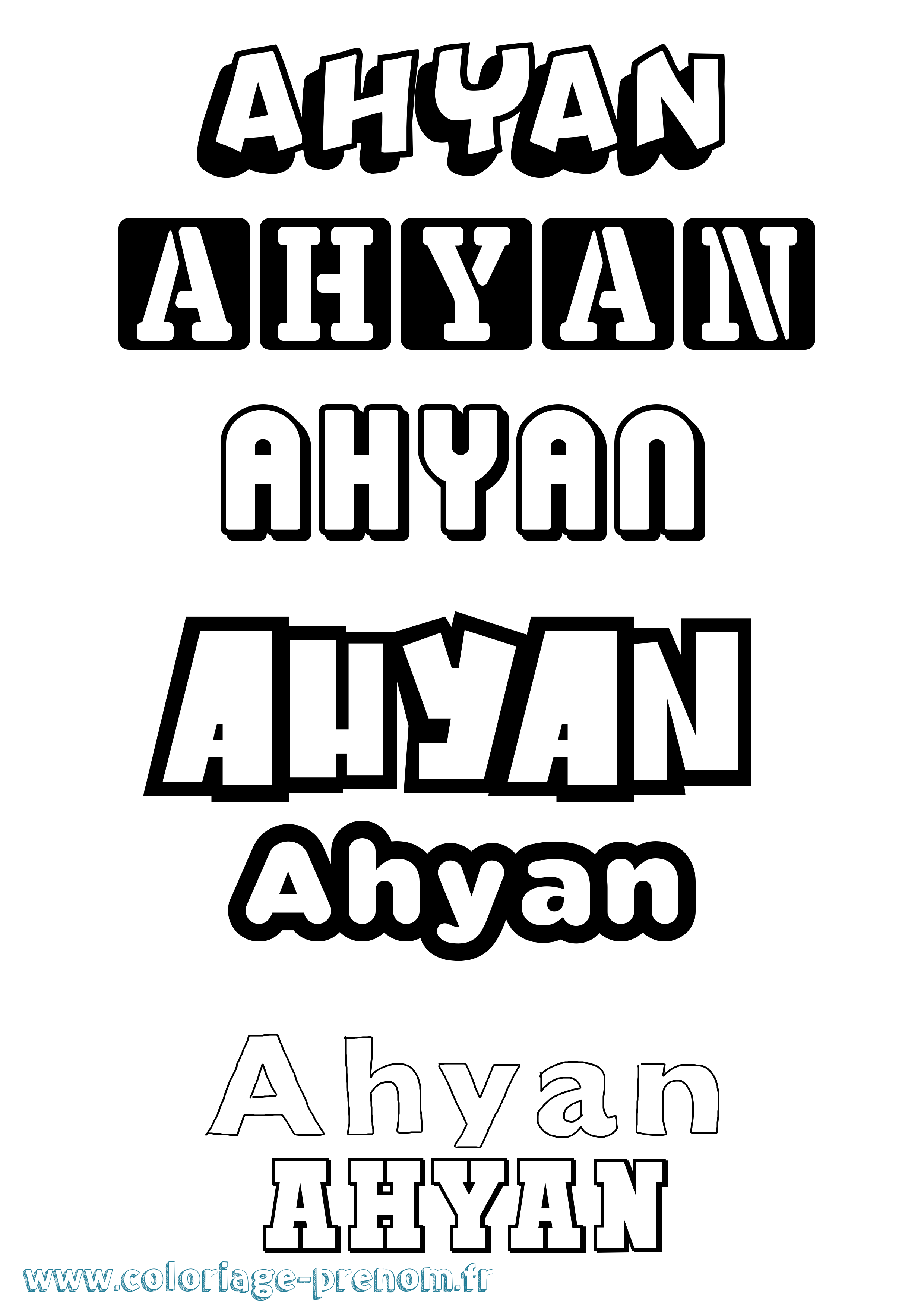 Coloriage prénom Ahyan Simple