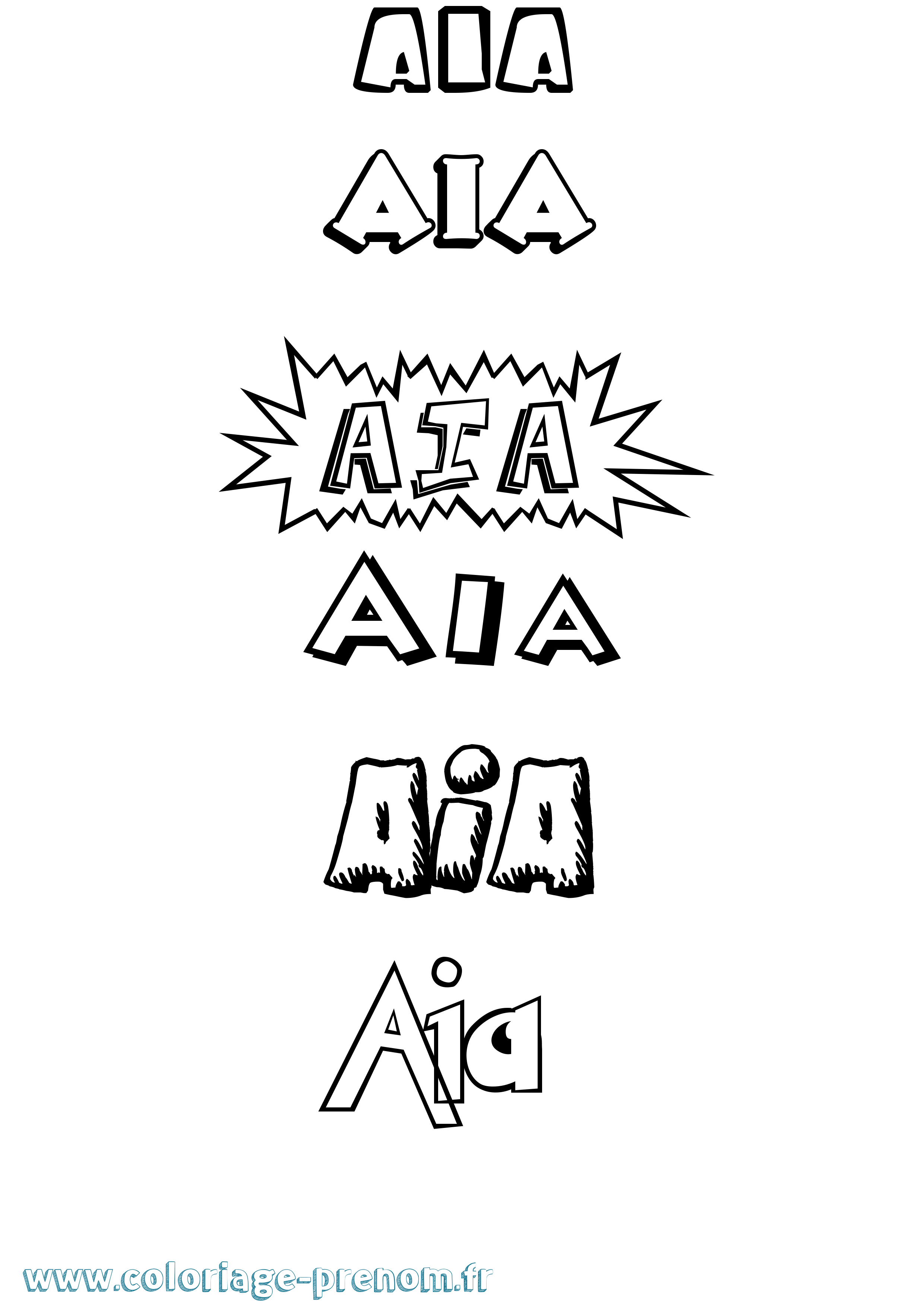 Coloriage Aia Dessin Animé Coloriage prénom Aia Dessin Animé