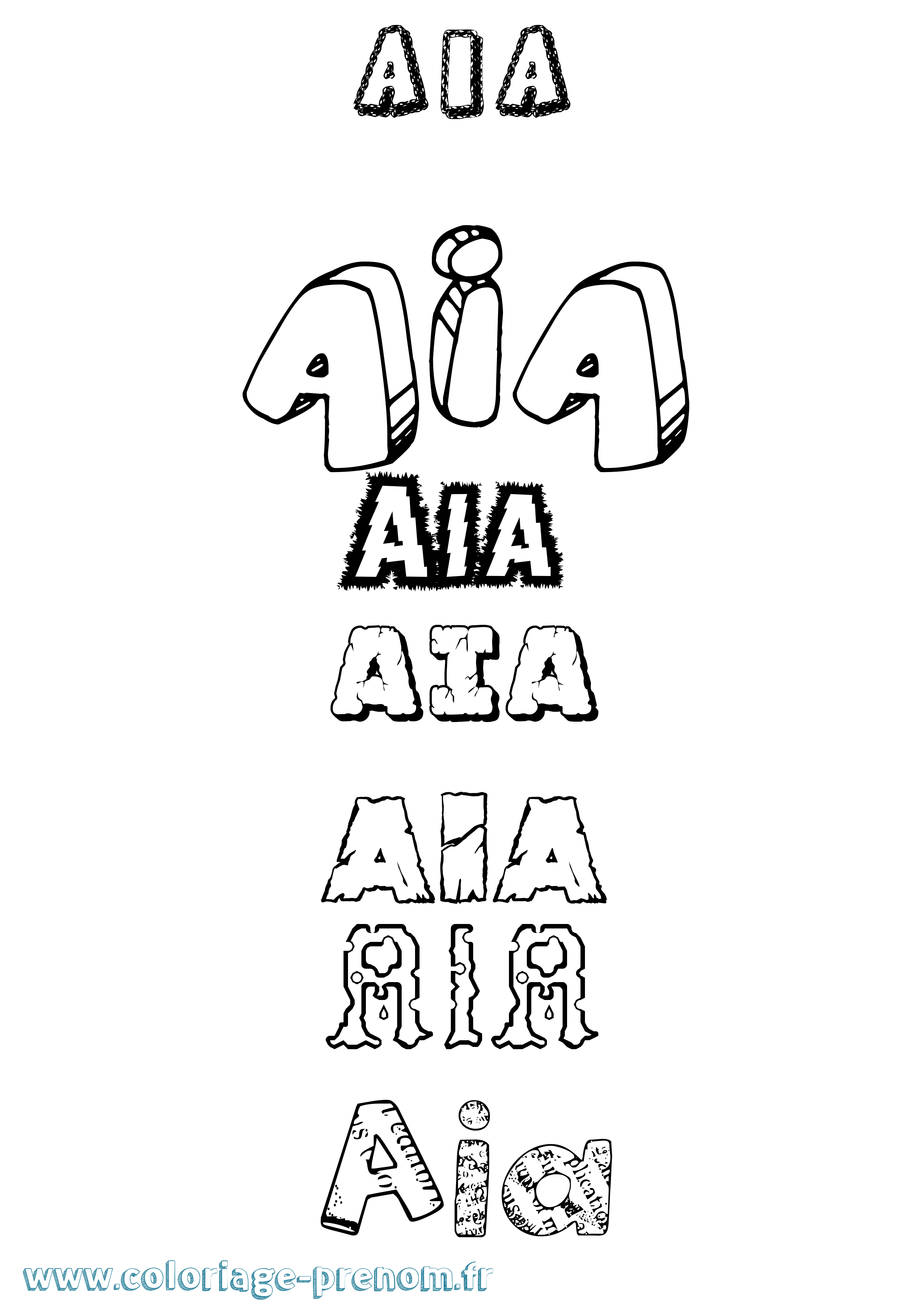 Coloriage Aia Destructuré Coloriage prénom Aia Destructuré