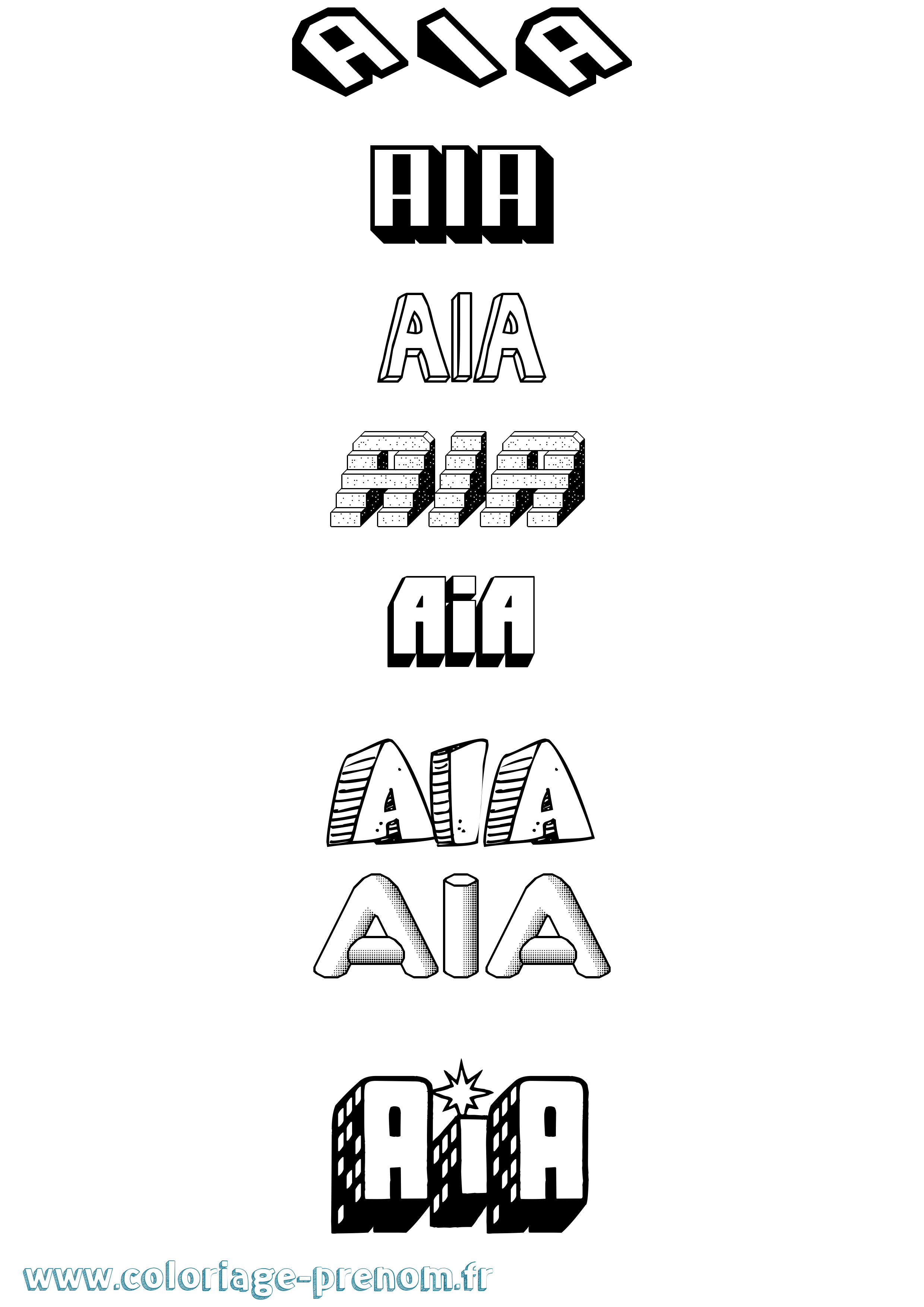 Coloriage Aia Effet 3D Coloriage prénom Aia Effet 3D
