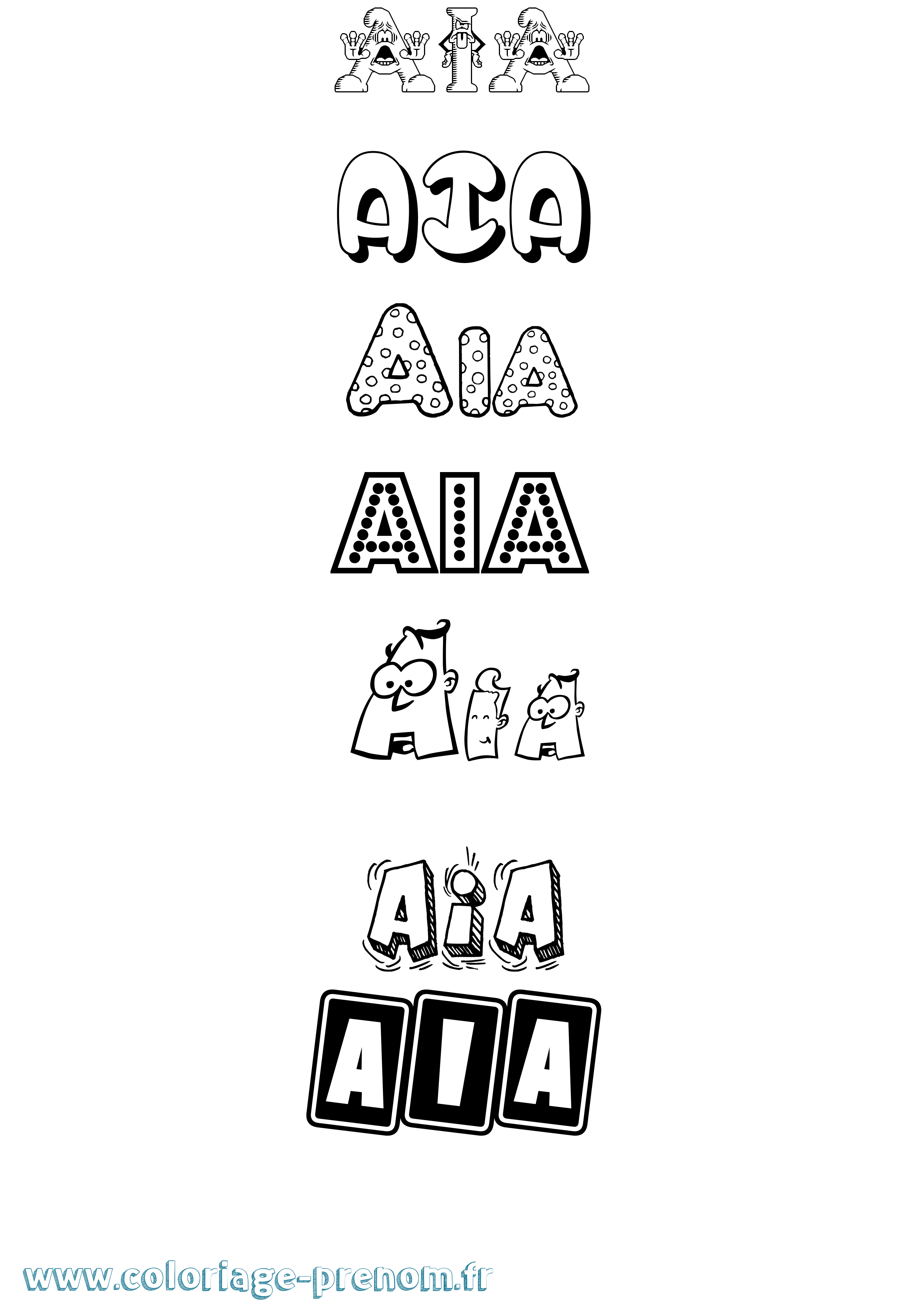 Coloriage prénom Aia Fun