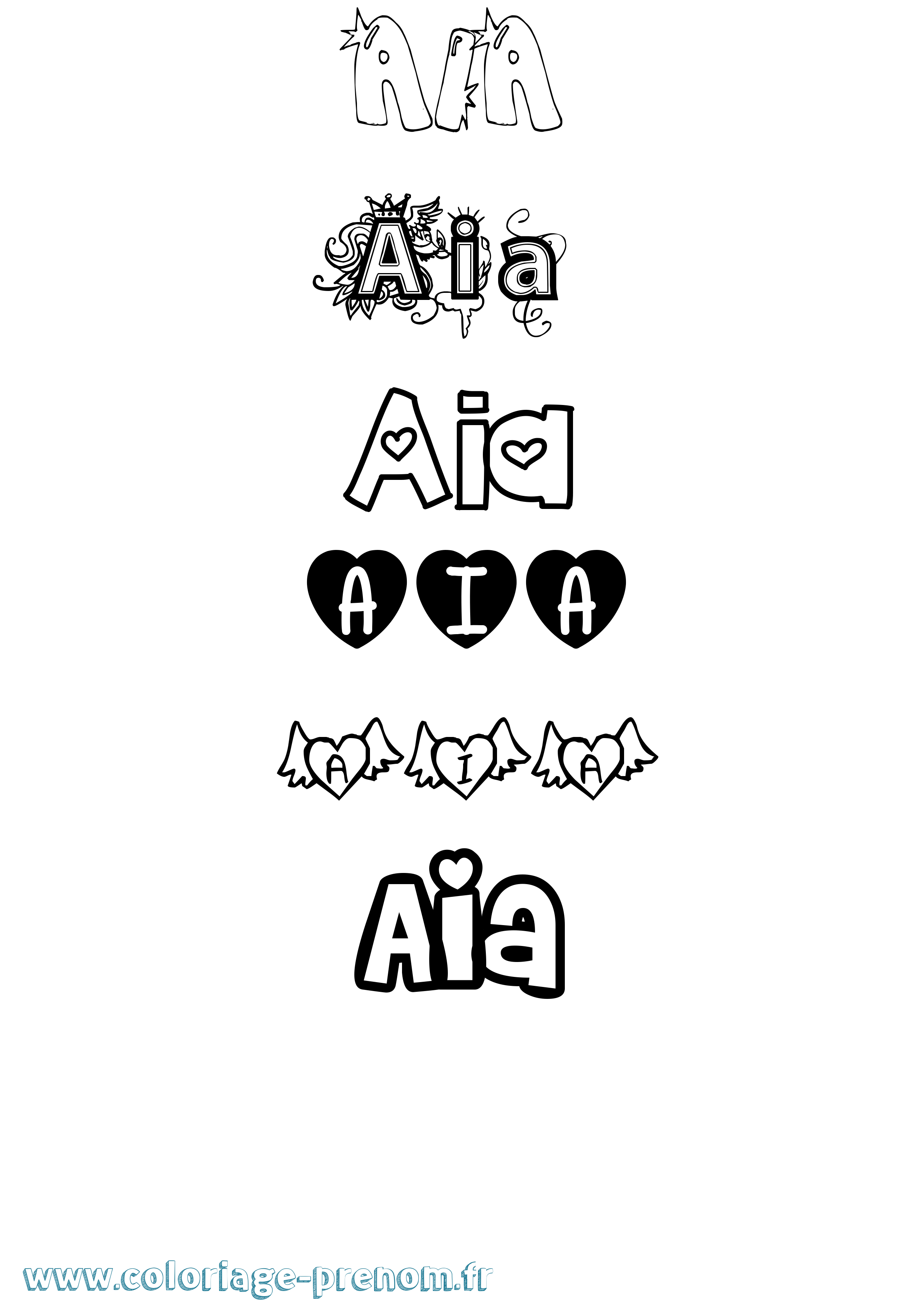 Coloriage Aia Girly Coloriage prénom Aia Girly