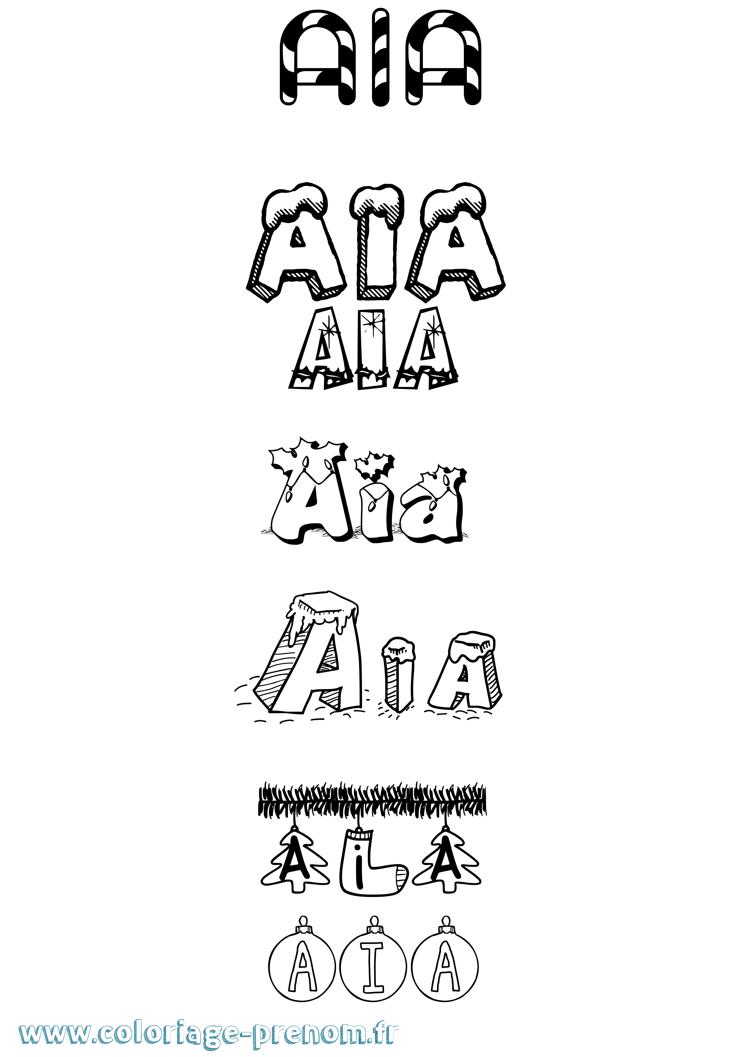 Coloriage Aia Noël Coloriage prénom Aia Noël