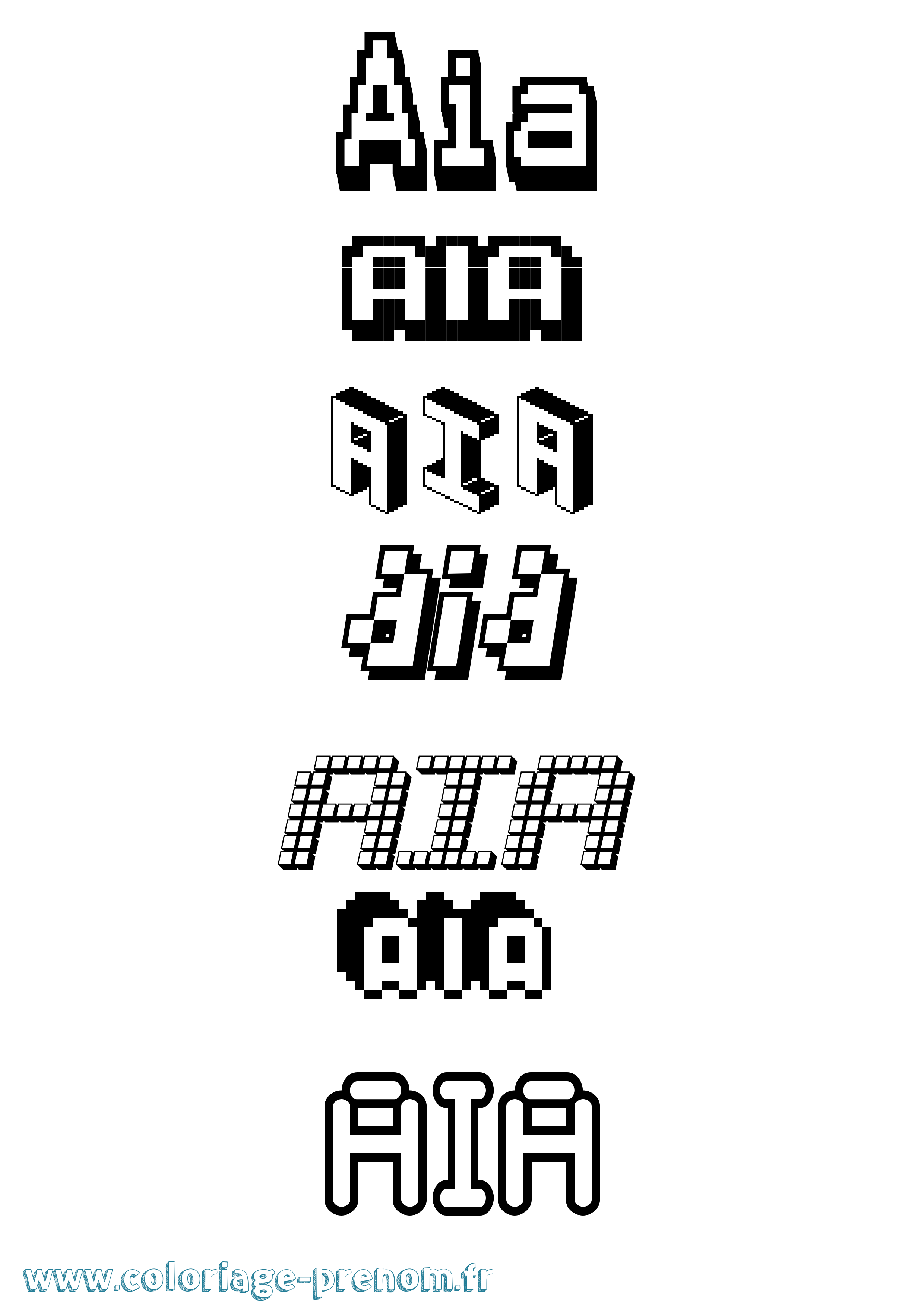 Coloriage Aia Pixel Coloriage prénom Aia Pixel