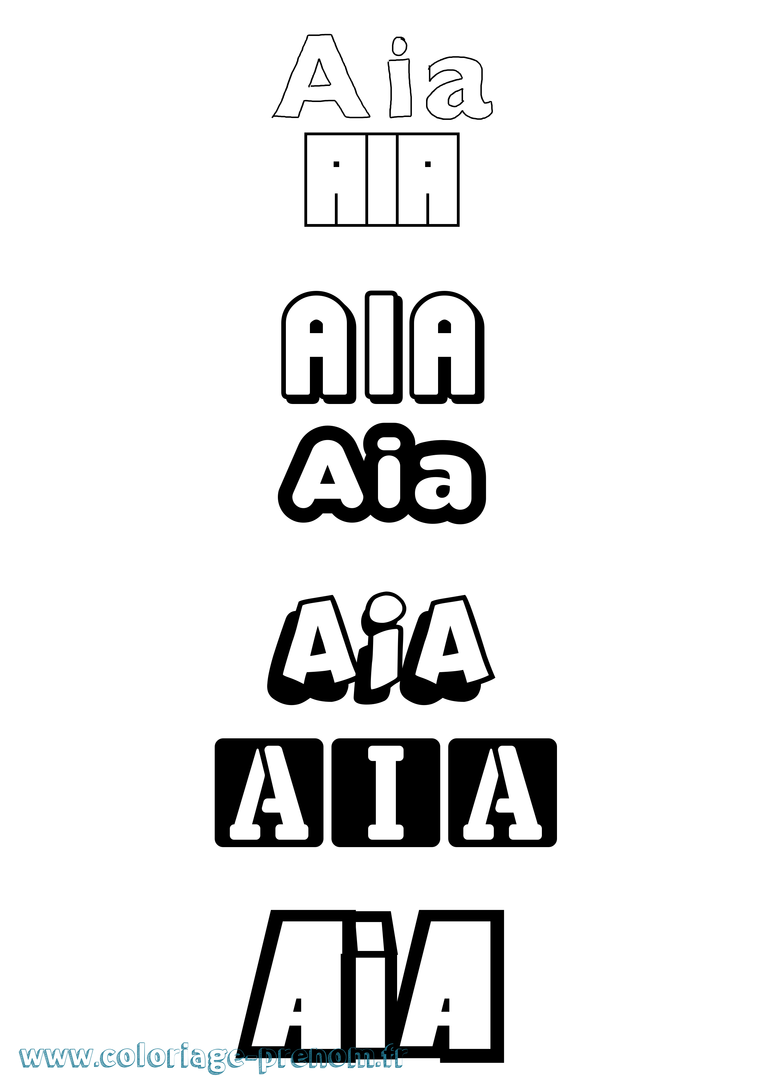 Coloriage Aia Simple Coloriage prénom Aia Simple