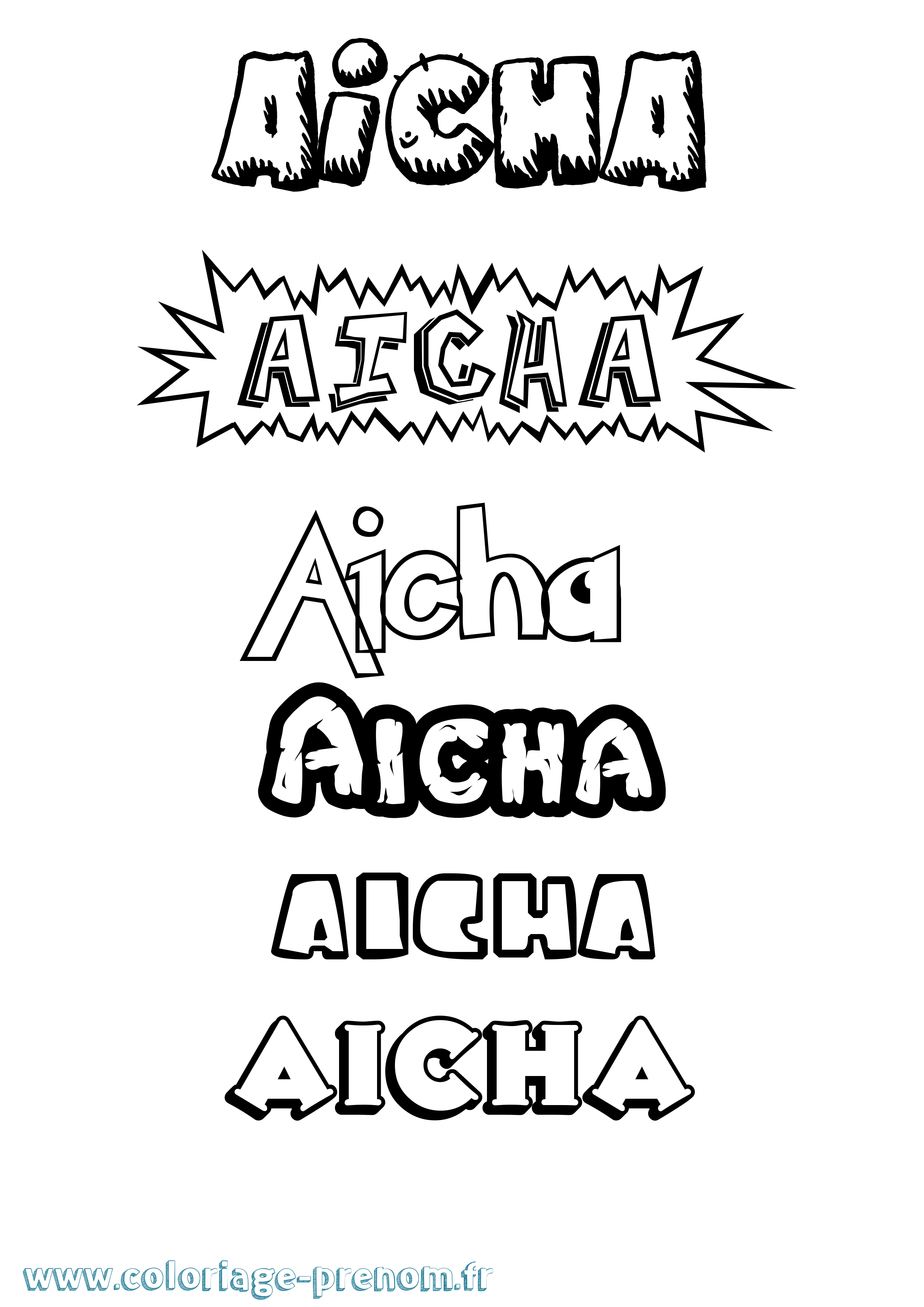 Coloriage Aicha Coloriage prénom Aicha