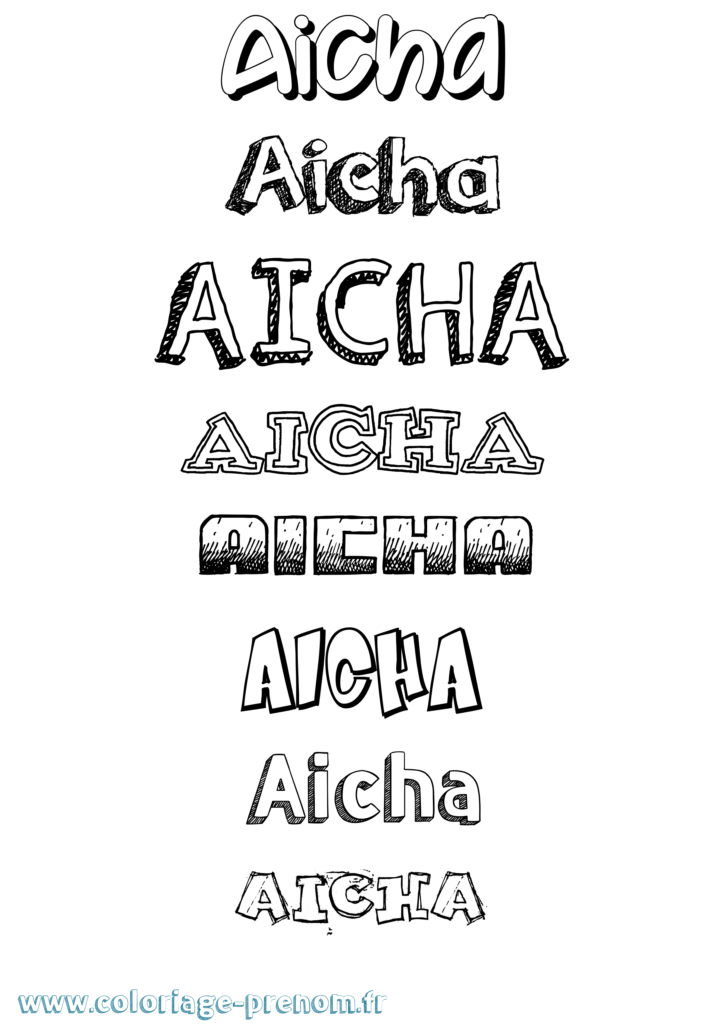 Coloriage Aicha Coloriage prénom Aicha