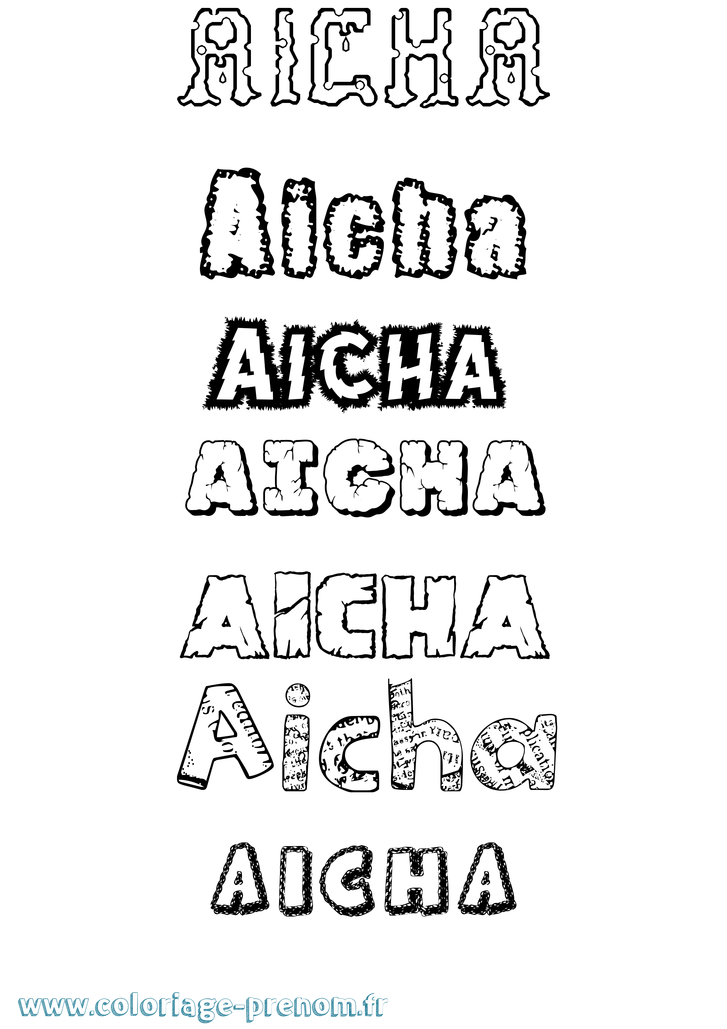 Coloriage prénom Aicha Destructuré