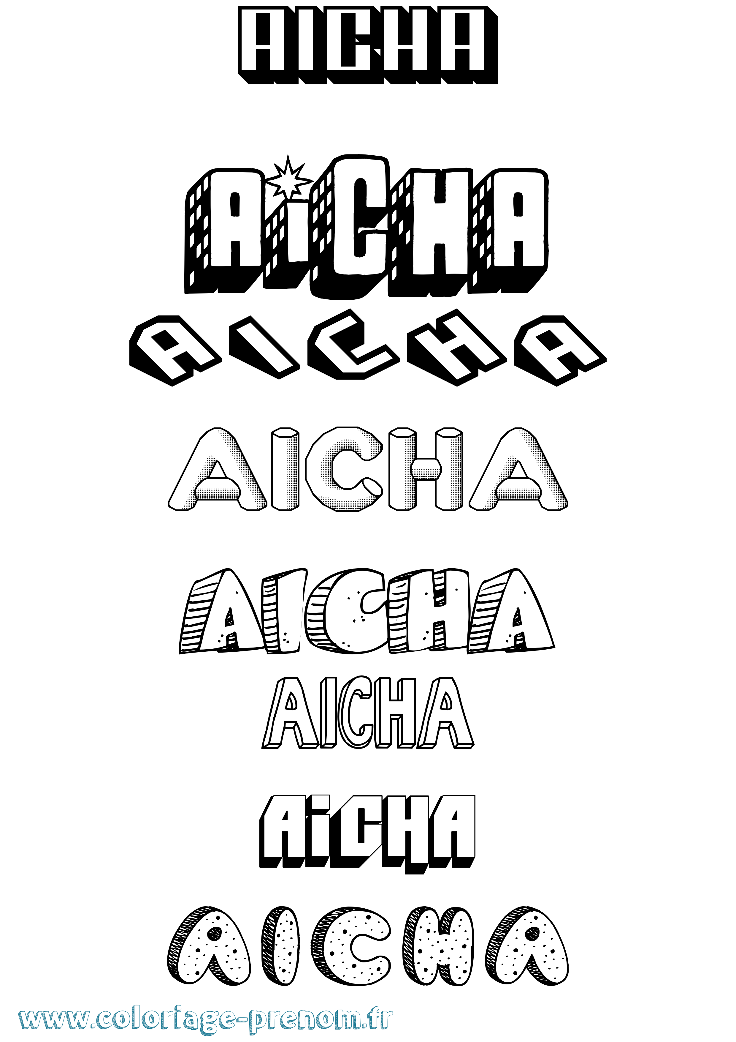 Coloriage Aicha Coloriage prénom Aicha