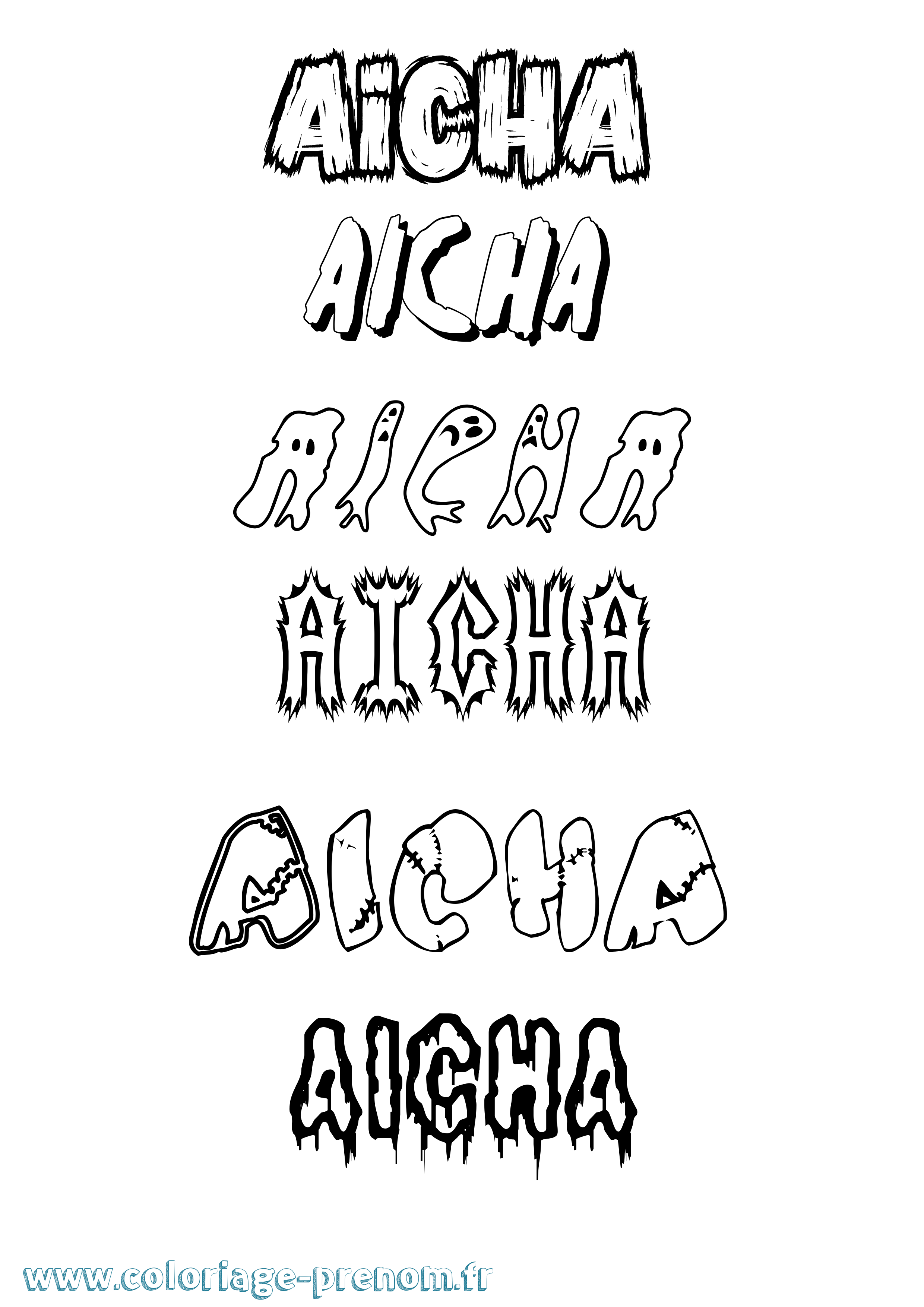 Coloriage Aicha Coloriage prénom Aicha